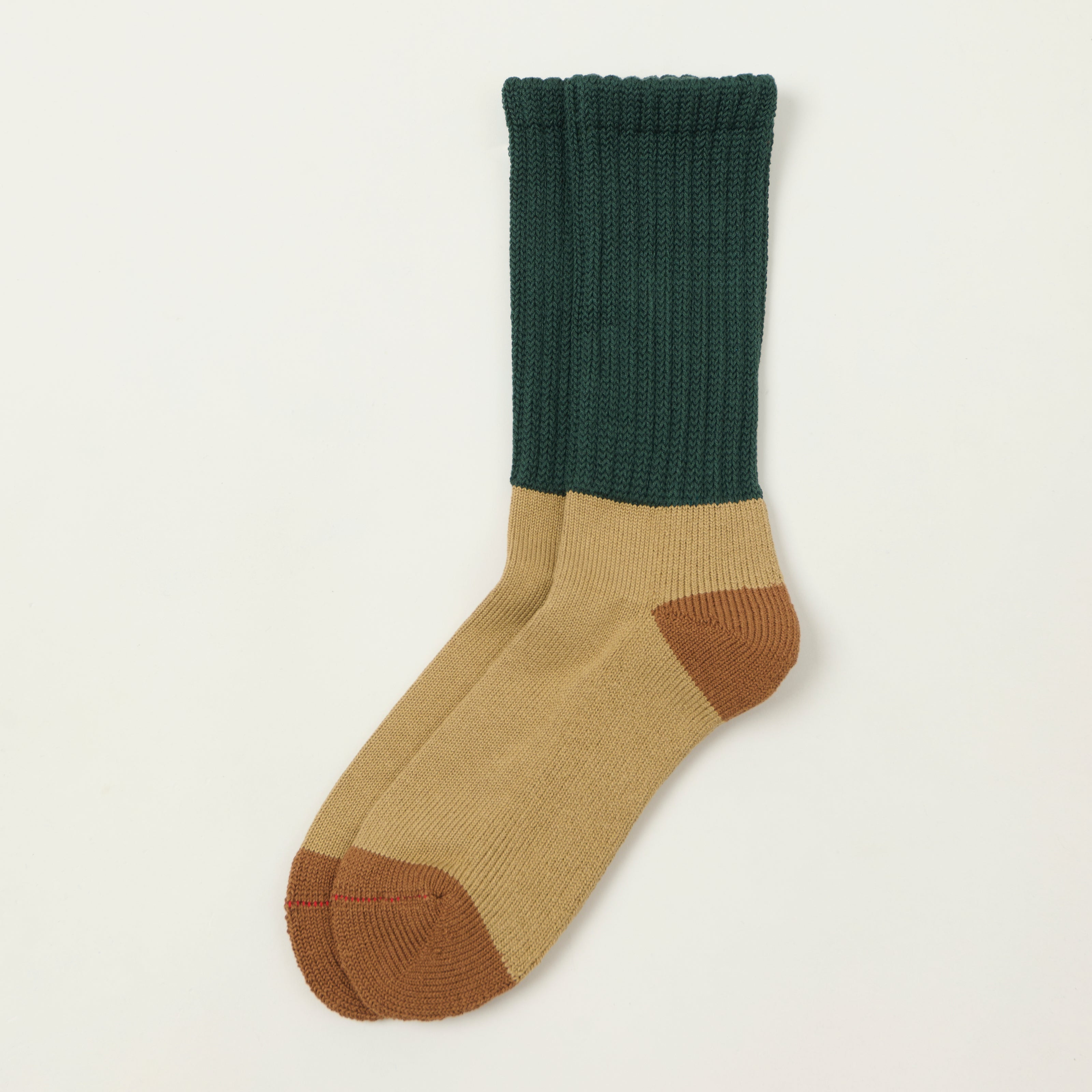 Rototo Multi Loose Pile Socks - Dark Green/Khaki