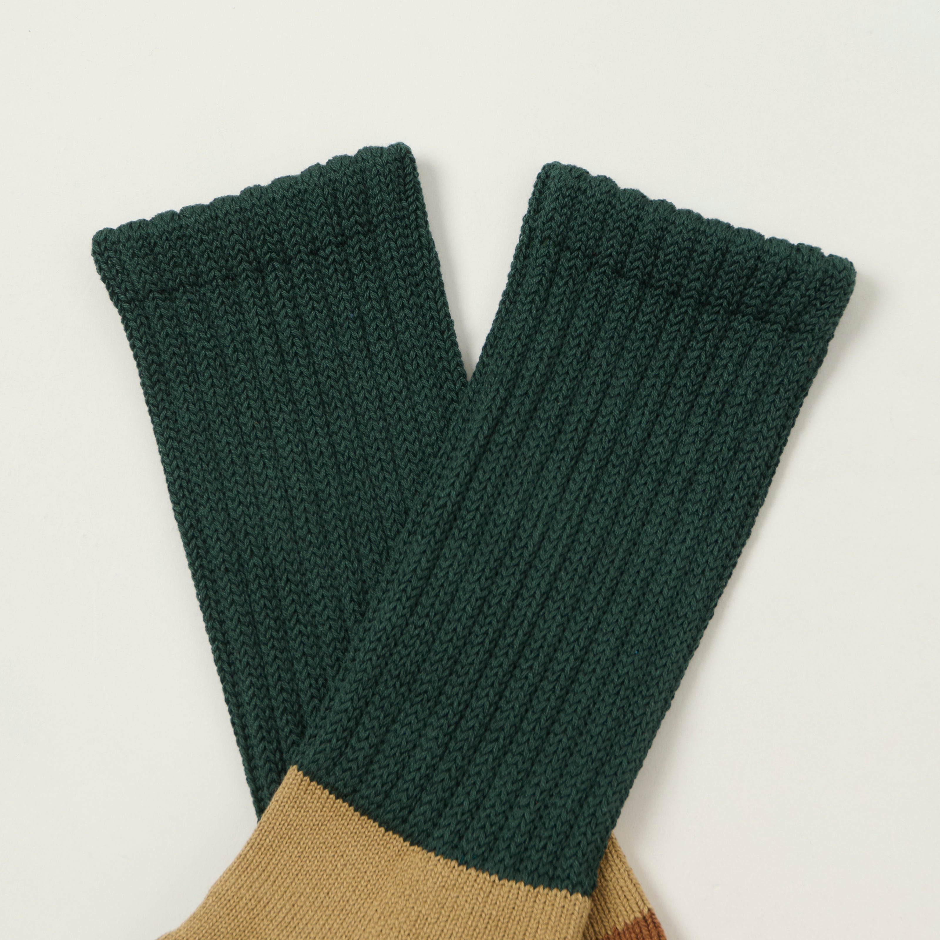 Rototo Multi Loose Pile Socks - Dark Green/Khaki
