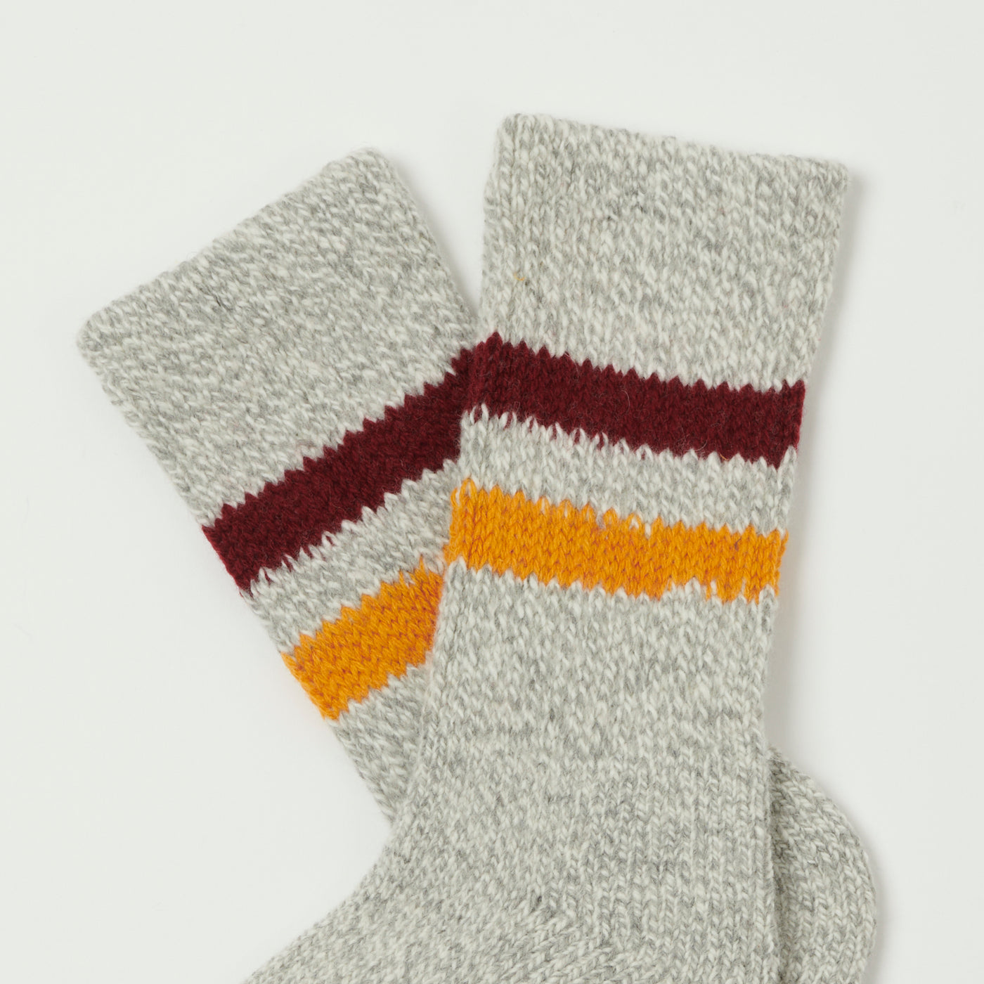 RoToTo Retro Winter Outdoor Sock - Grey/Bordeaux/Yellow