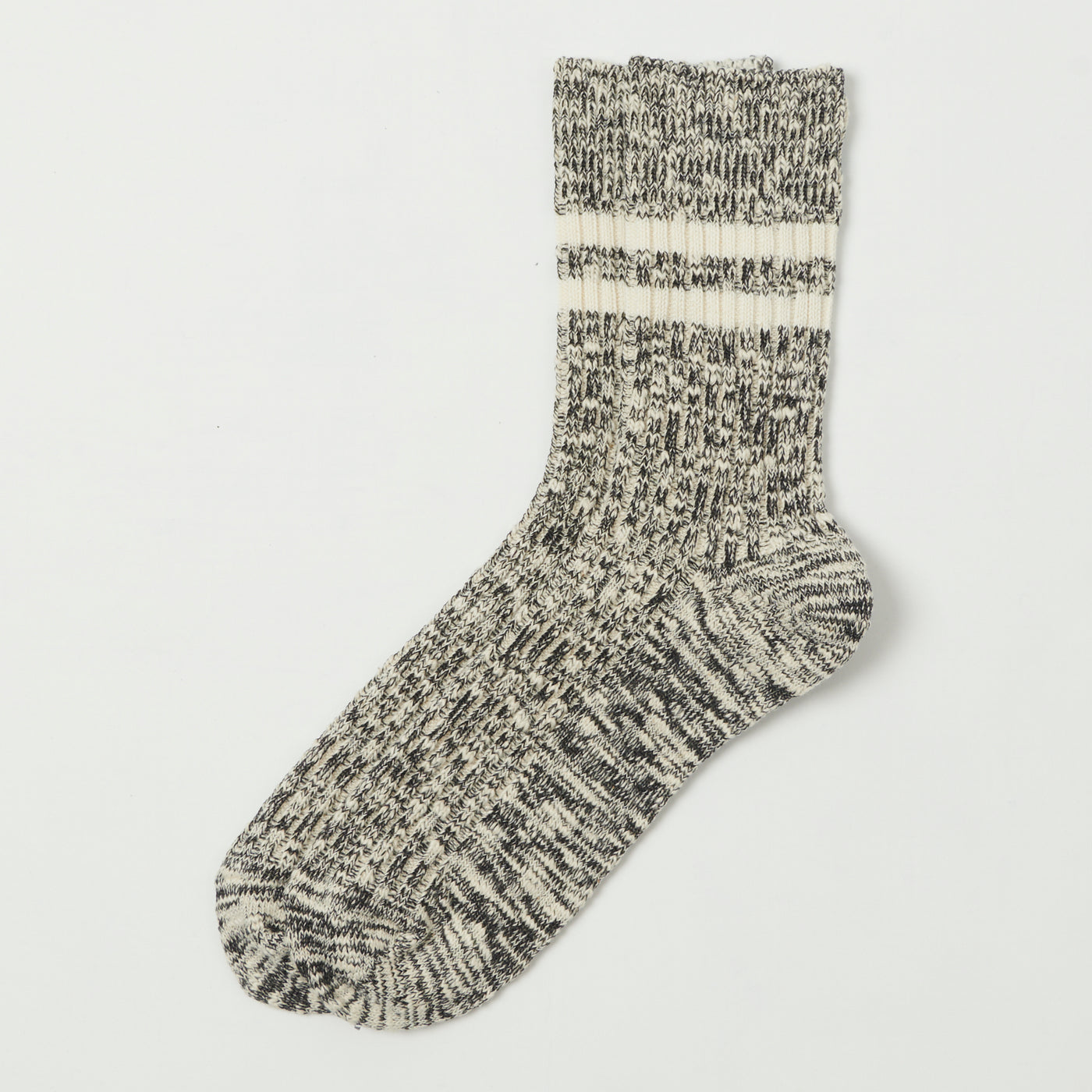 RoToTo Organic Cotton Slub Stripe Sock - Black