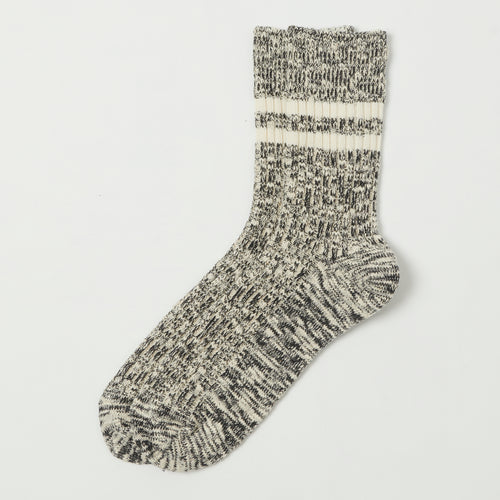 RoToTo Organic Cotton Slub Stripe Sock - Black