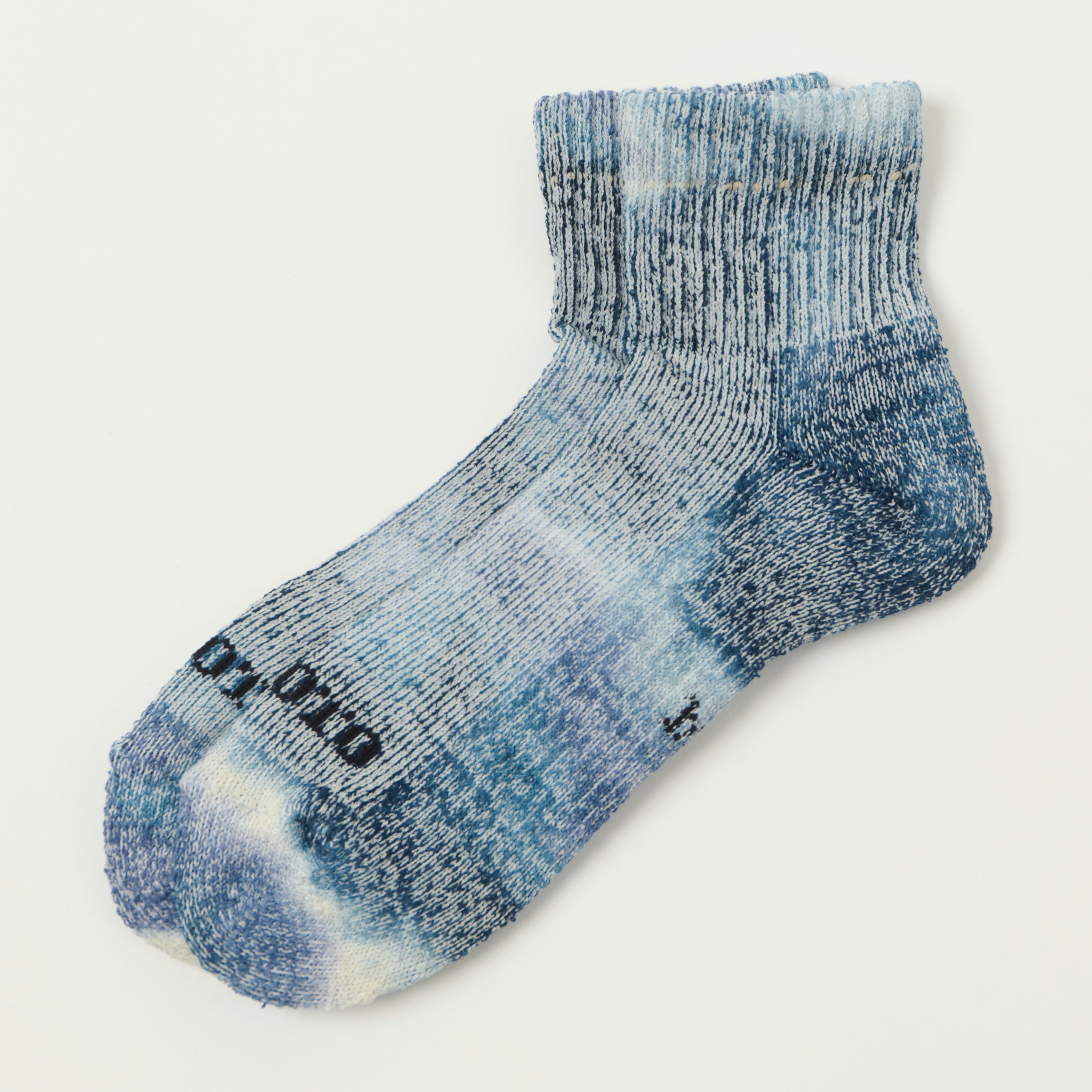 RoToTo Tie Dye Organic Cotton Pile Ankle Sock - Indigo/Navy