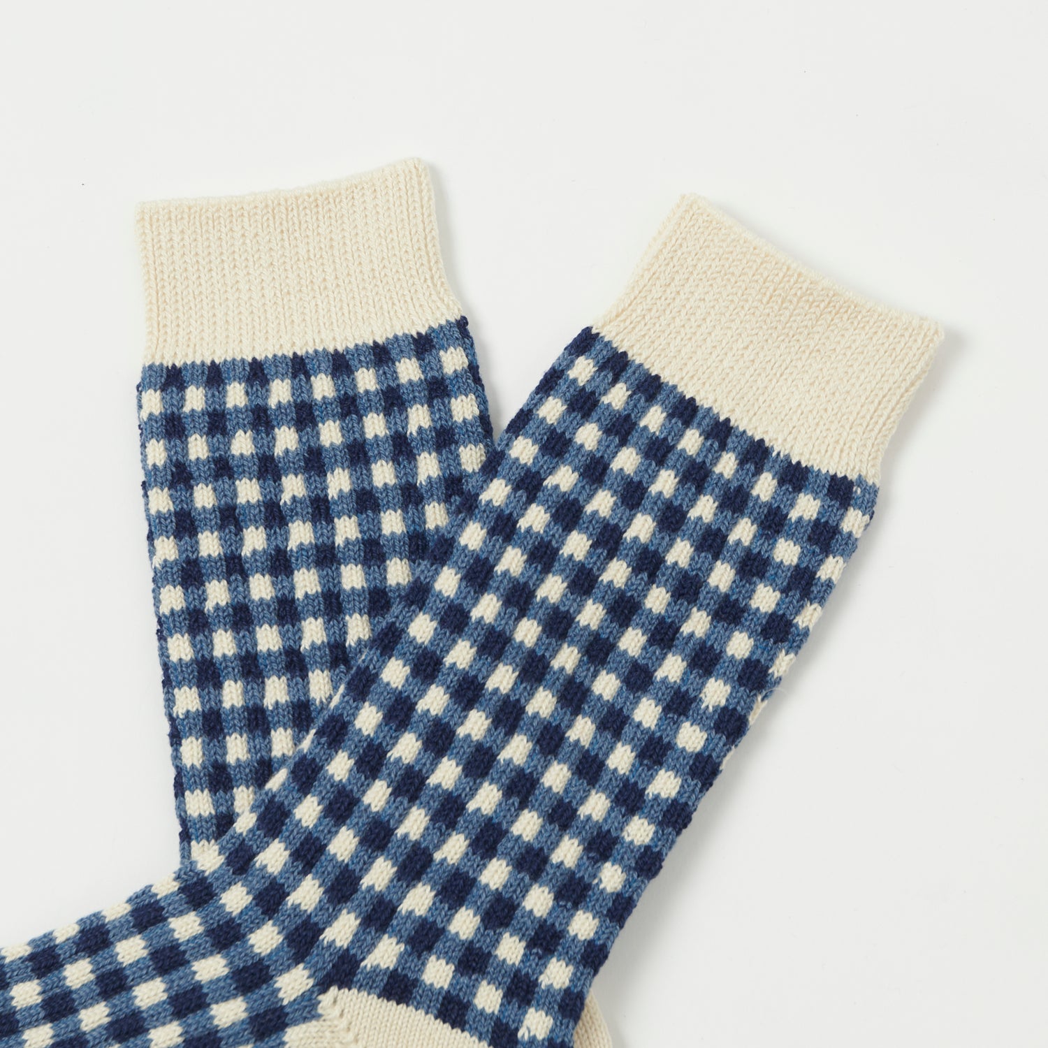 RoToTo Gingham Check Sock - Navy