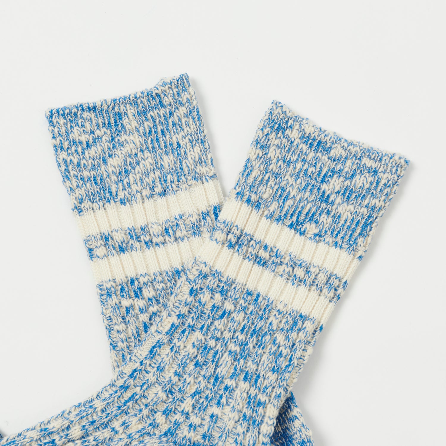 RoToTo Organic Cotton Slub Stripe Sock - Blue