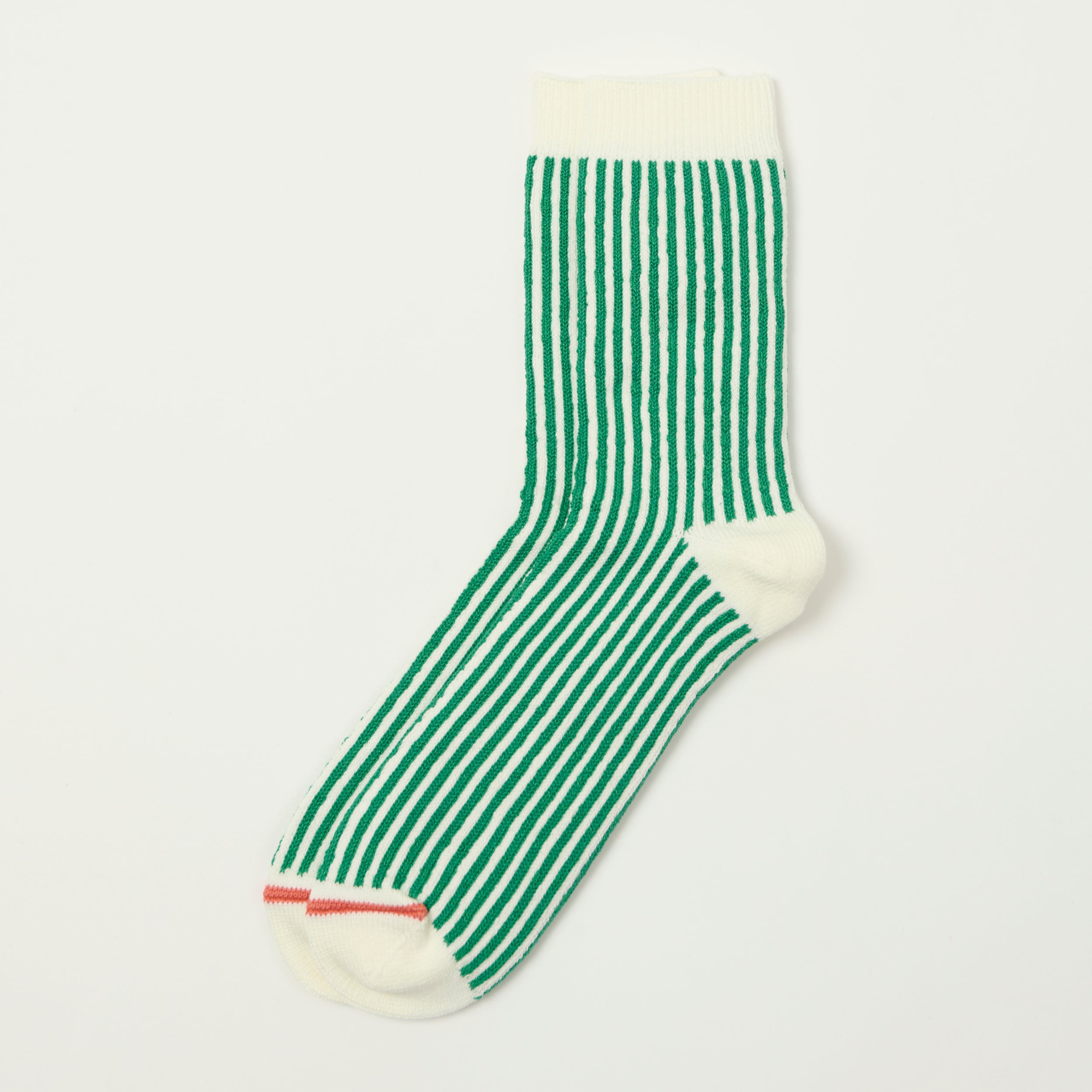 RoToTo Vertical Stripe Sock - White/Green