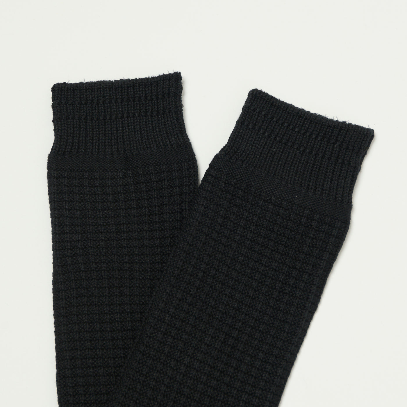 RoToTo Cotton Waffle Crew Sock - Black
