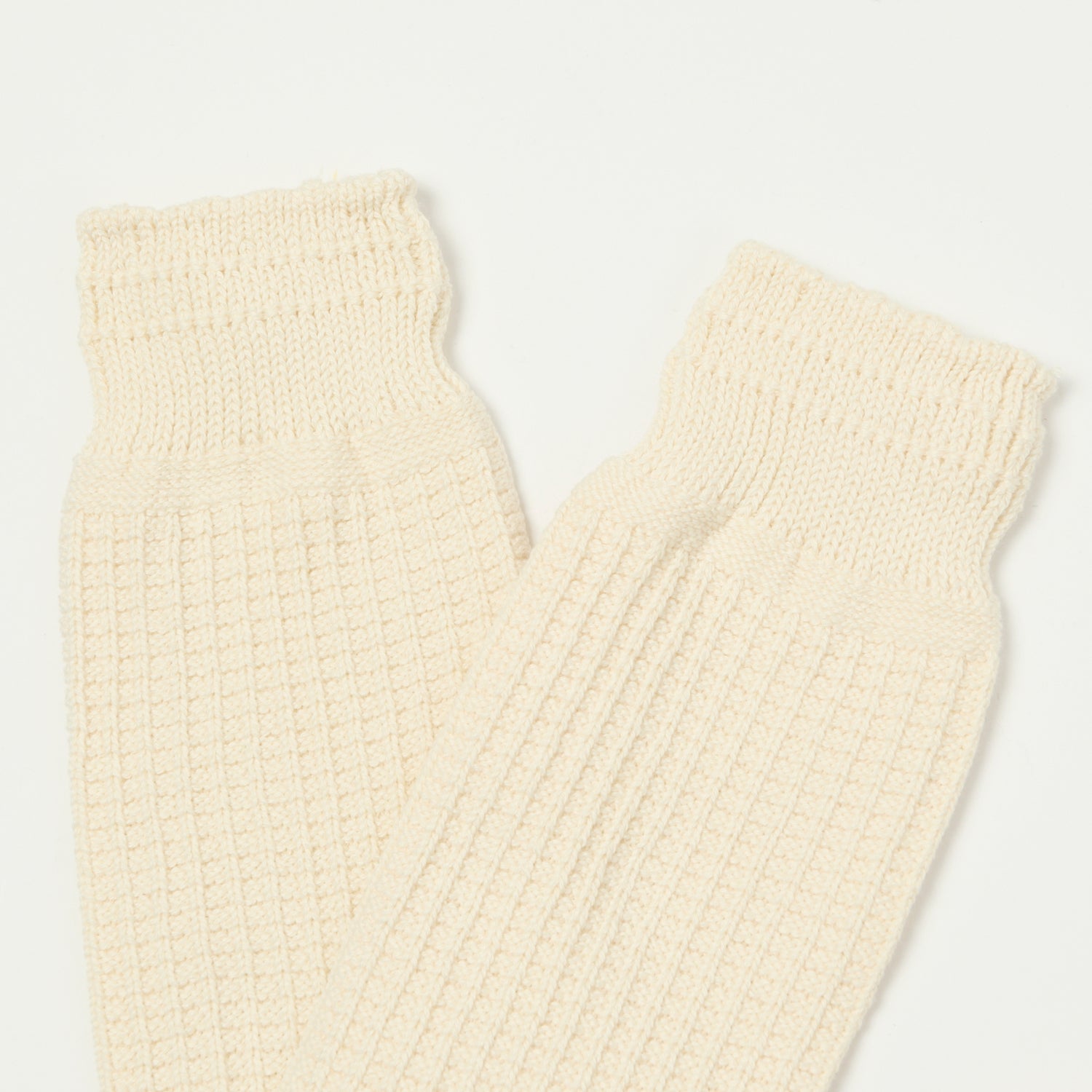 RoToTo Cotton Waffle Crew Sock - Raw White