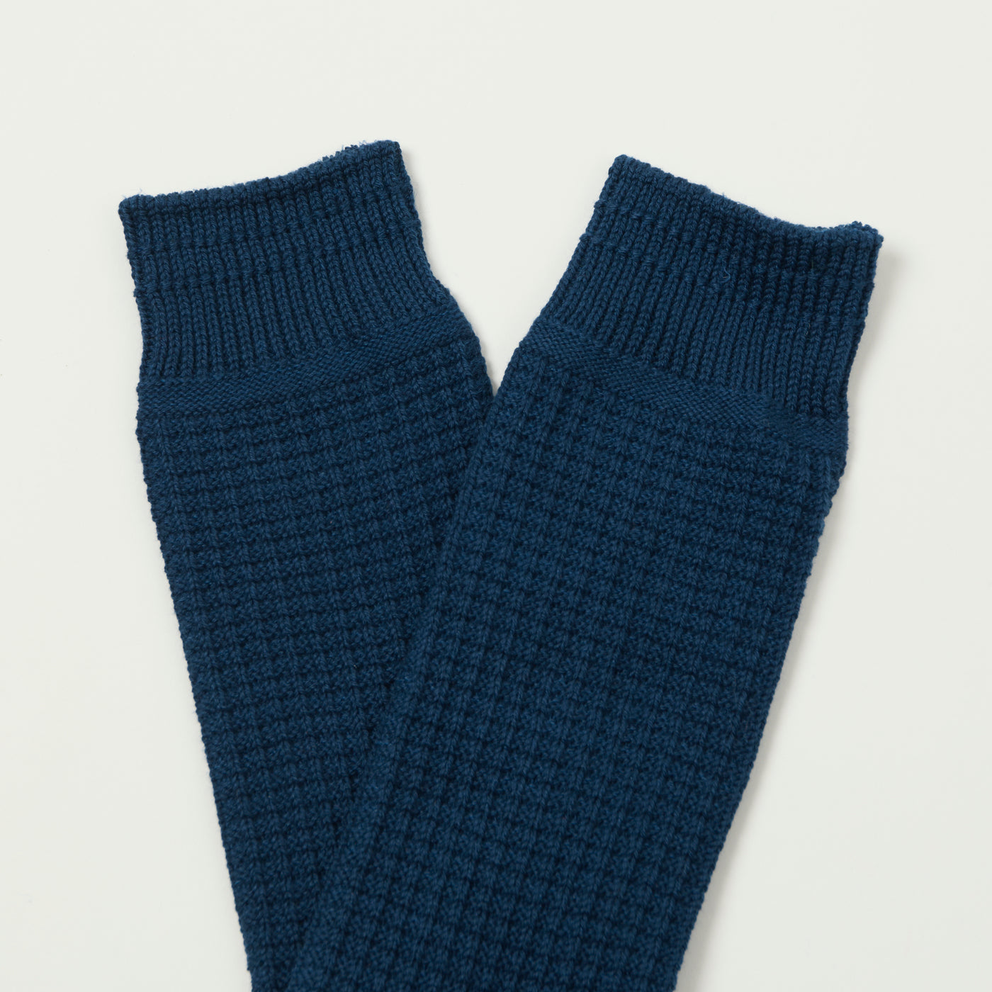 RoToTo Cotton Waffle Crew Sock - Dull Blue