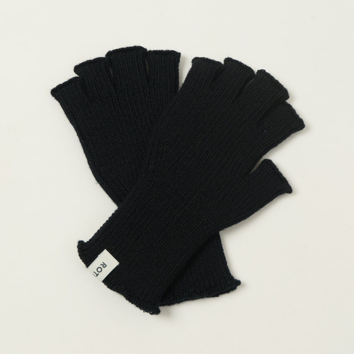 Rototo Washable Merino Knit Fingerless Gloves - Black