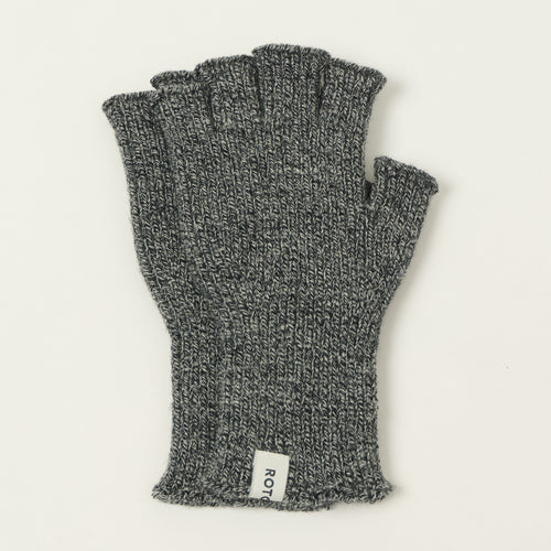 Rototo Washable Merino Knit Fingerless Gloves - Marl Black