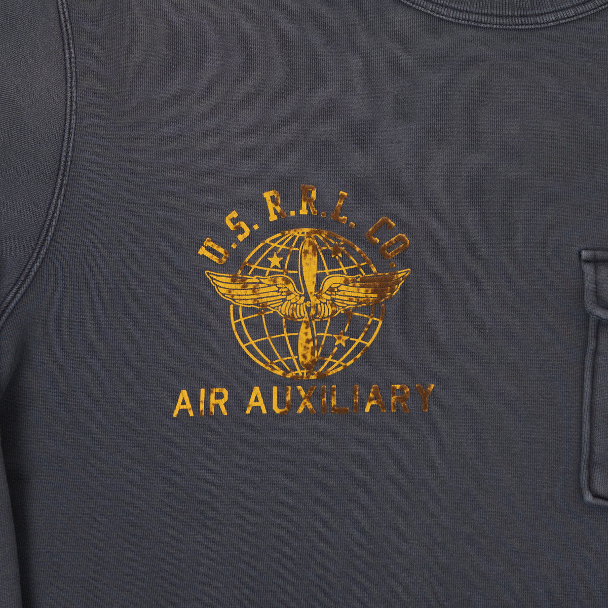RRL 'Air Auxiliary' French Terry Graphic Sweatshirt - Navy