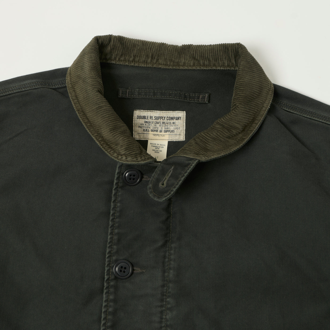 RRL Corduroy-Collar Deck Jacket - Faded Black