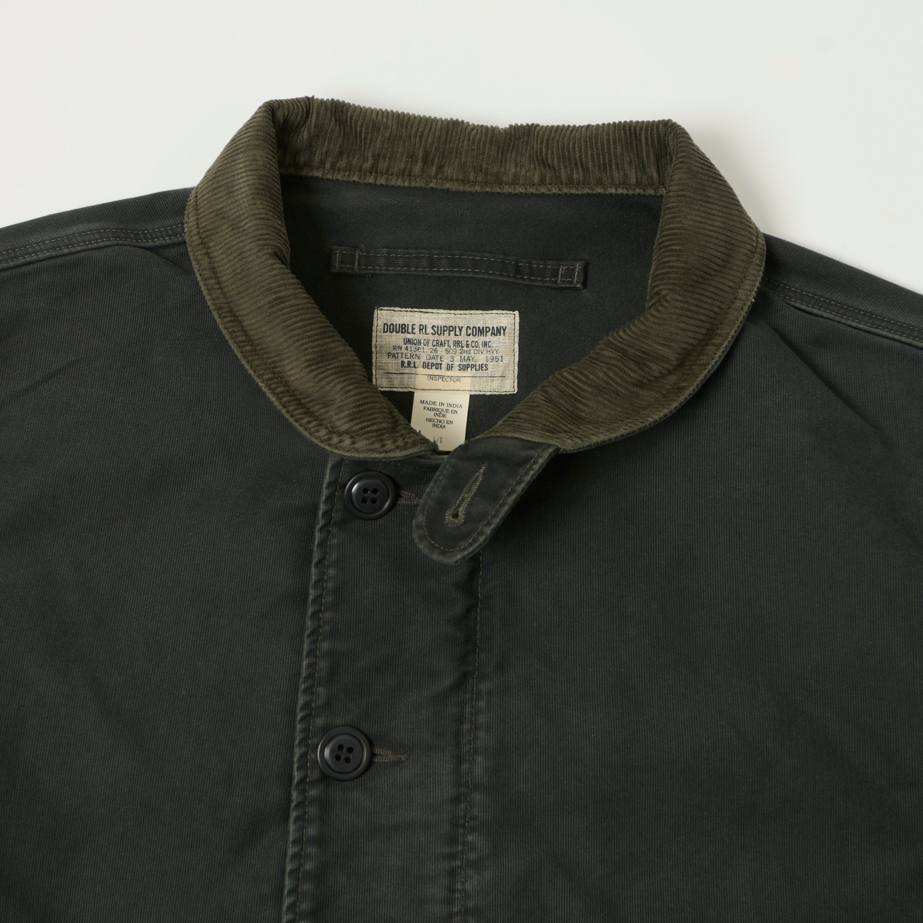 RRL Corduroy-Collar Deck Jacket - Faded Black