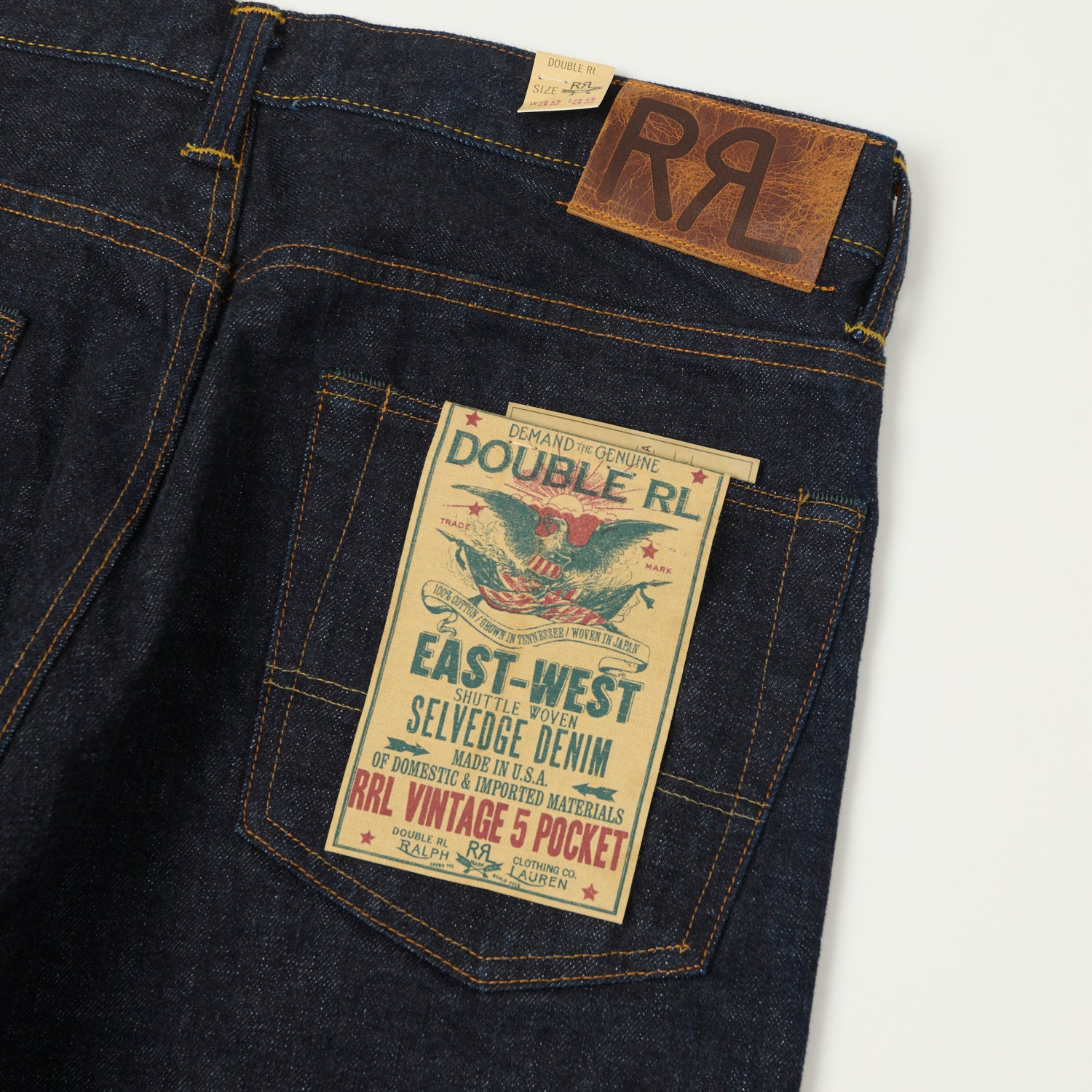 RRL 5-Pocket East-West Selvedge Wide Straight Jean - One Wash