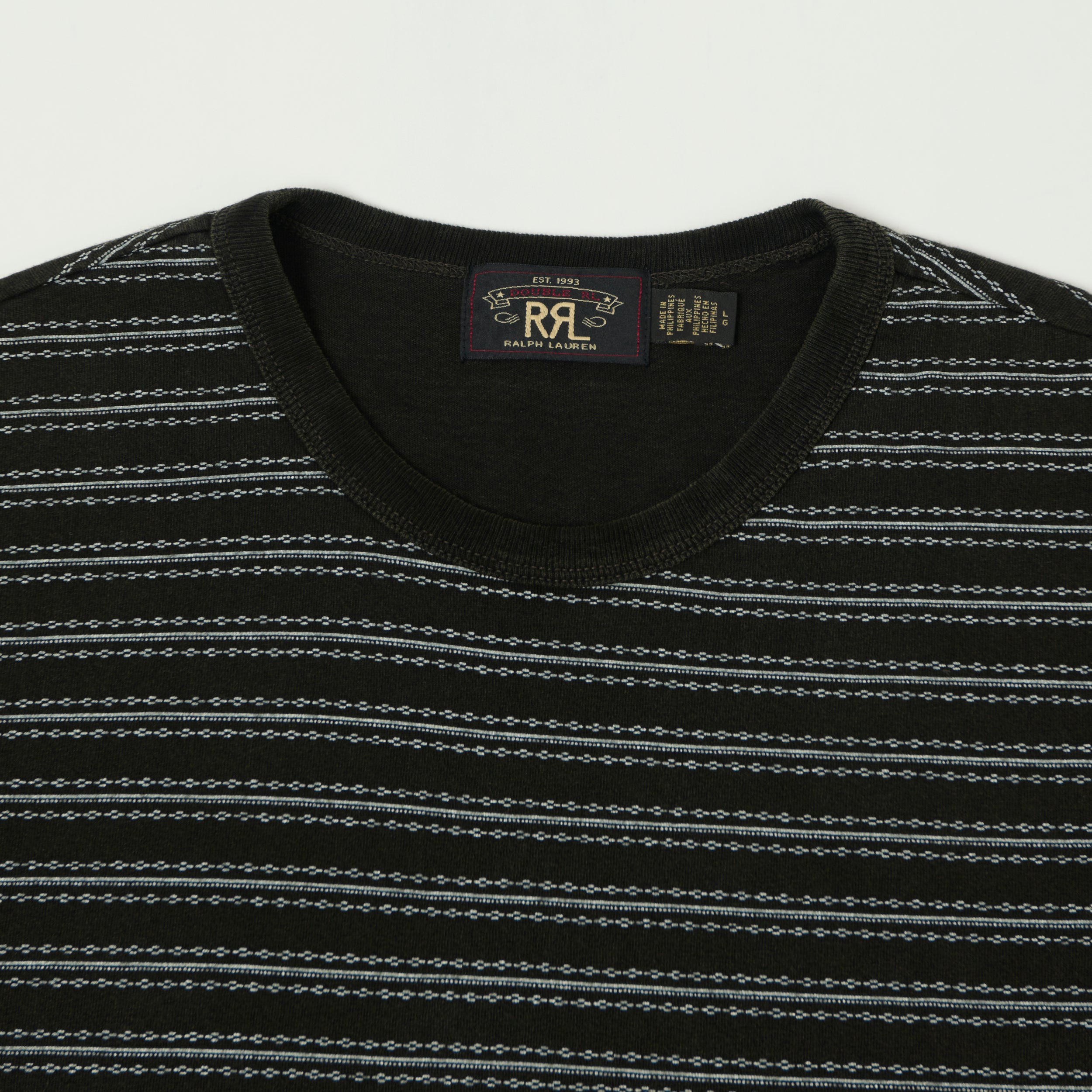 RRL Striped Jacquard T-Shirt - Indigo Black