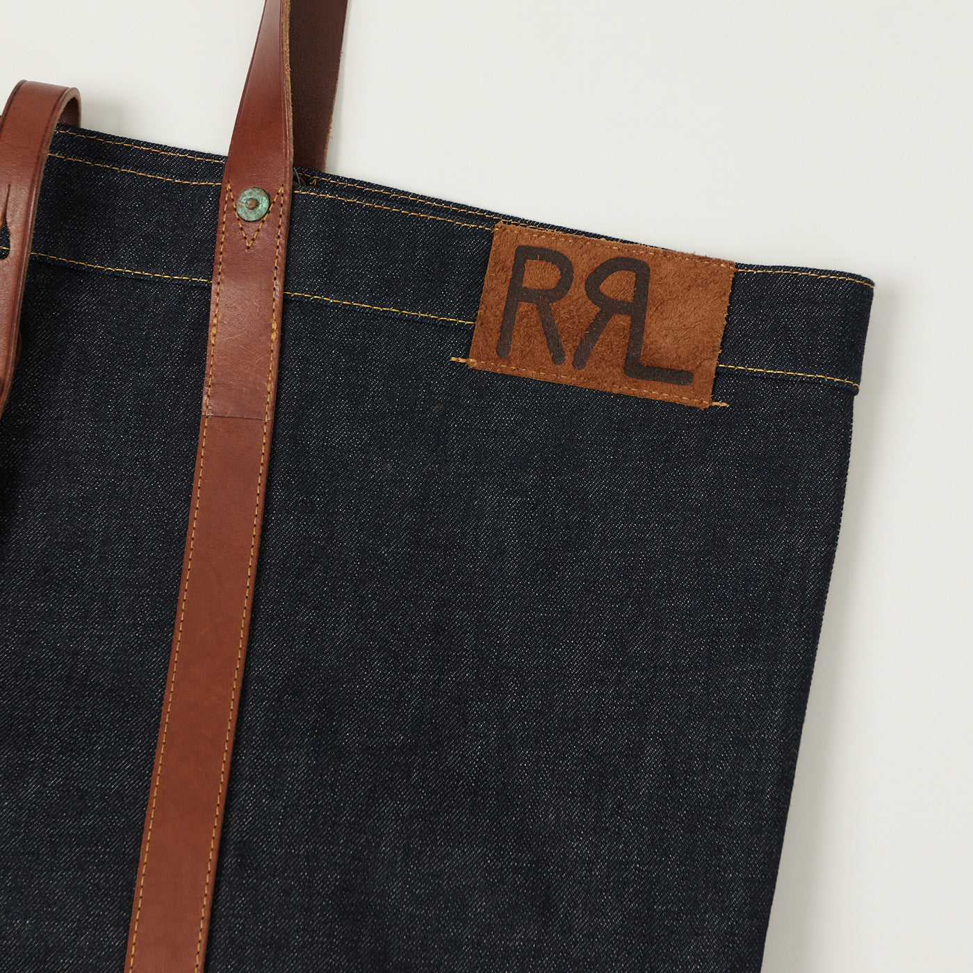 RRL Leather-Trim Denim Tote Bag - Indigo