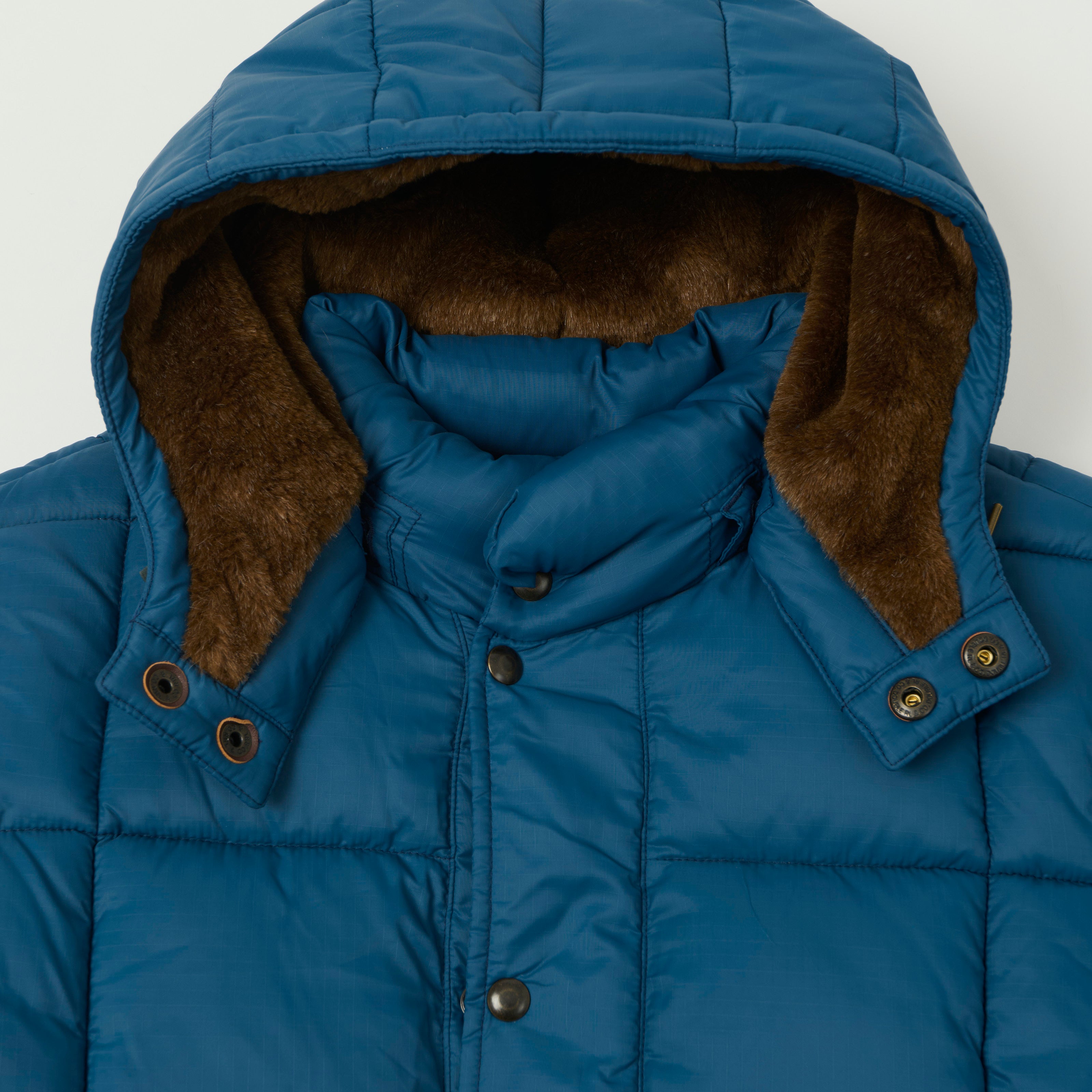 RRL Quilted Ripstop Hooded Puffer Jacket - Vintage Blue