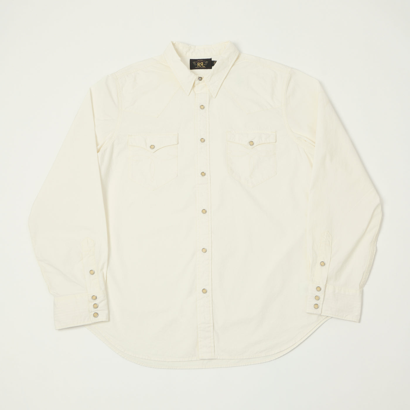 RRL Slim Fit Poplin Western Shirt - White