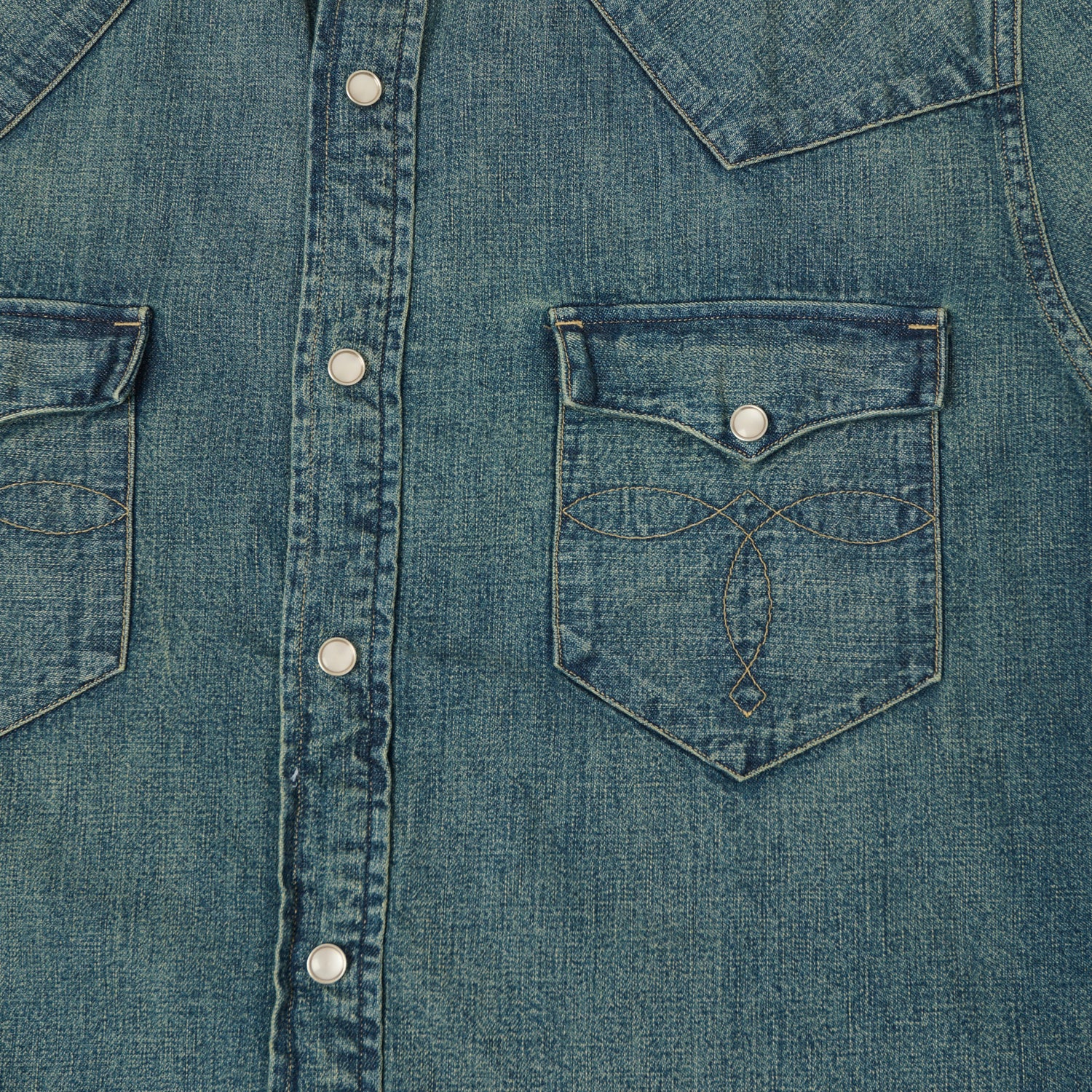 RRL Slim Fit Denim Western Shirt - Dark Wash