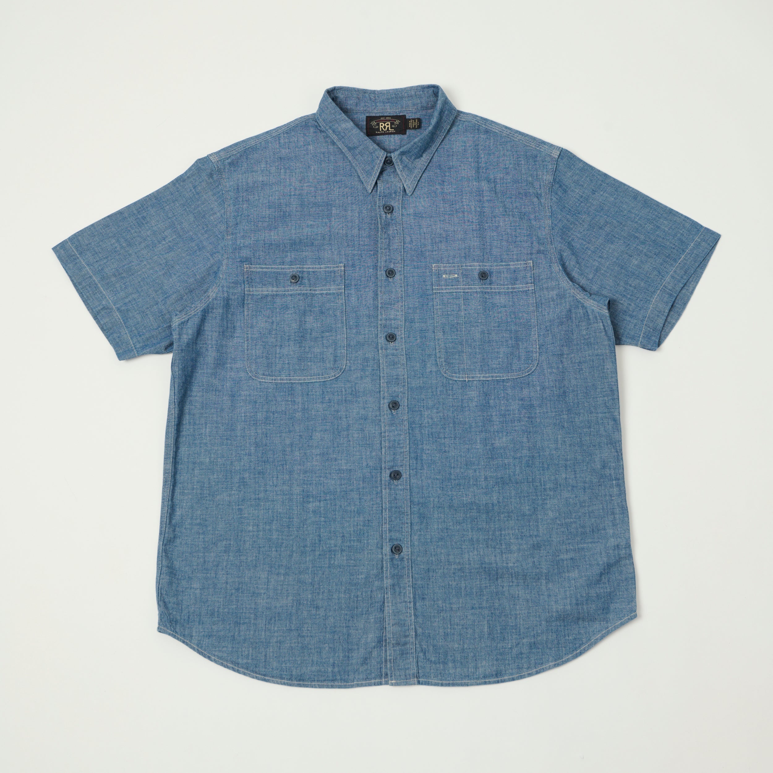 RRL Short Sleeve Chambray Workshirt - Indigo