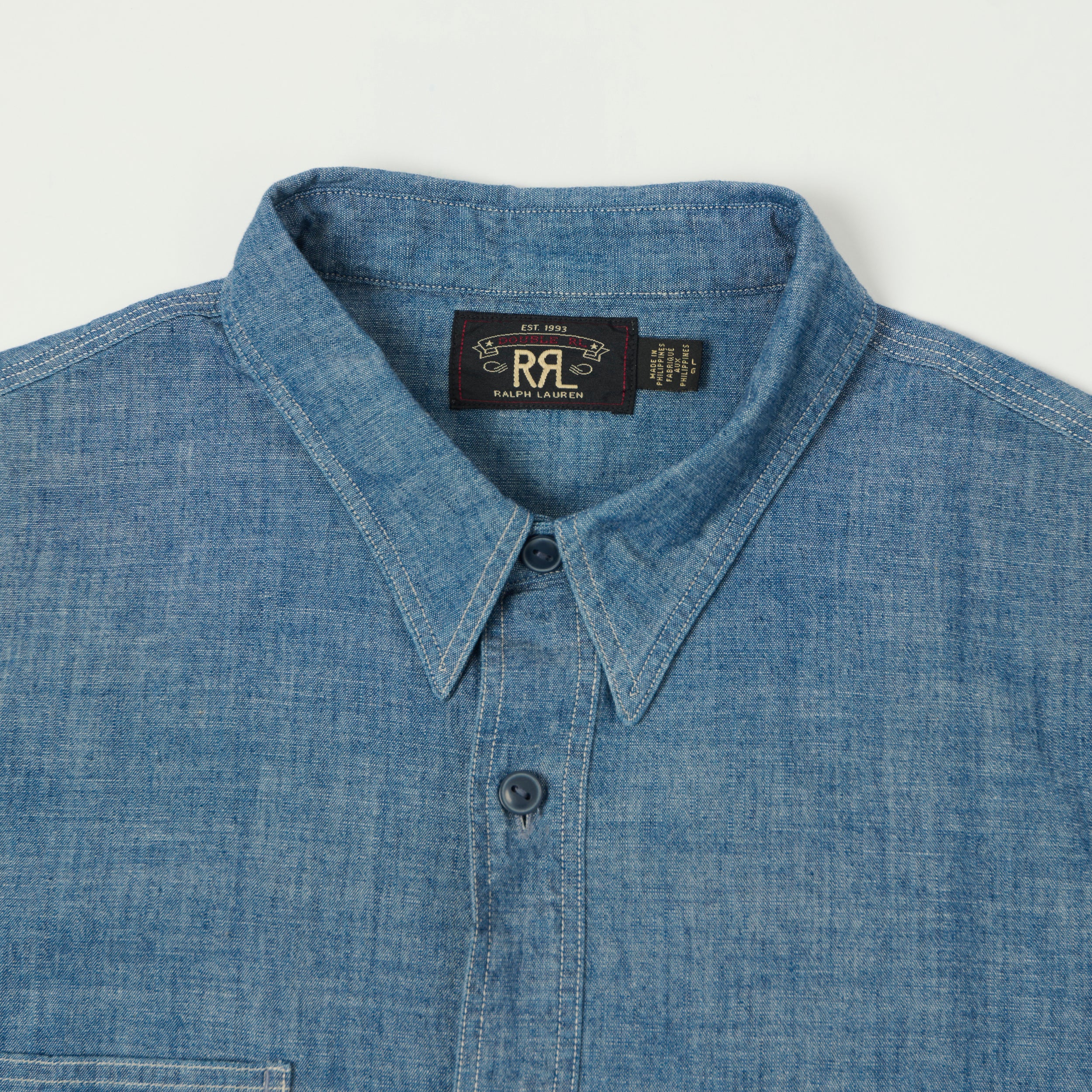 RRL Short Sleeve Chambray Workshirt - Indigo