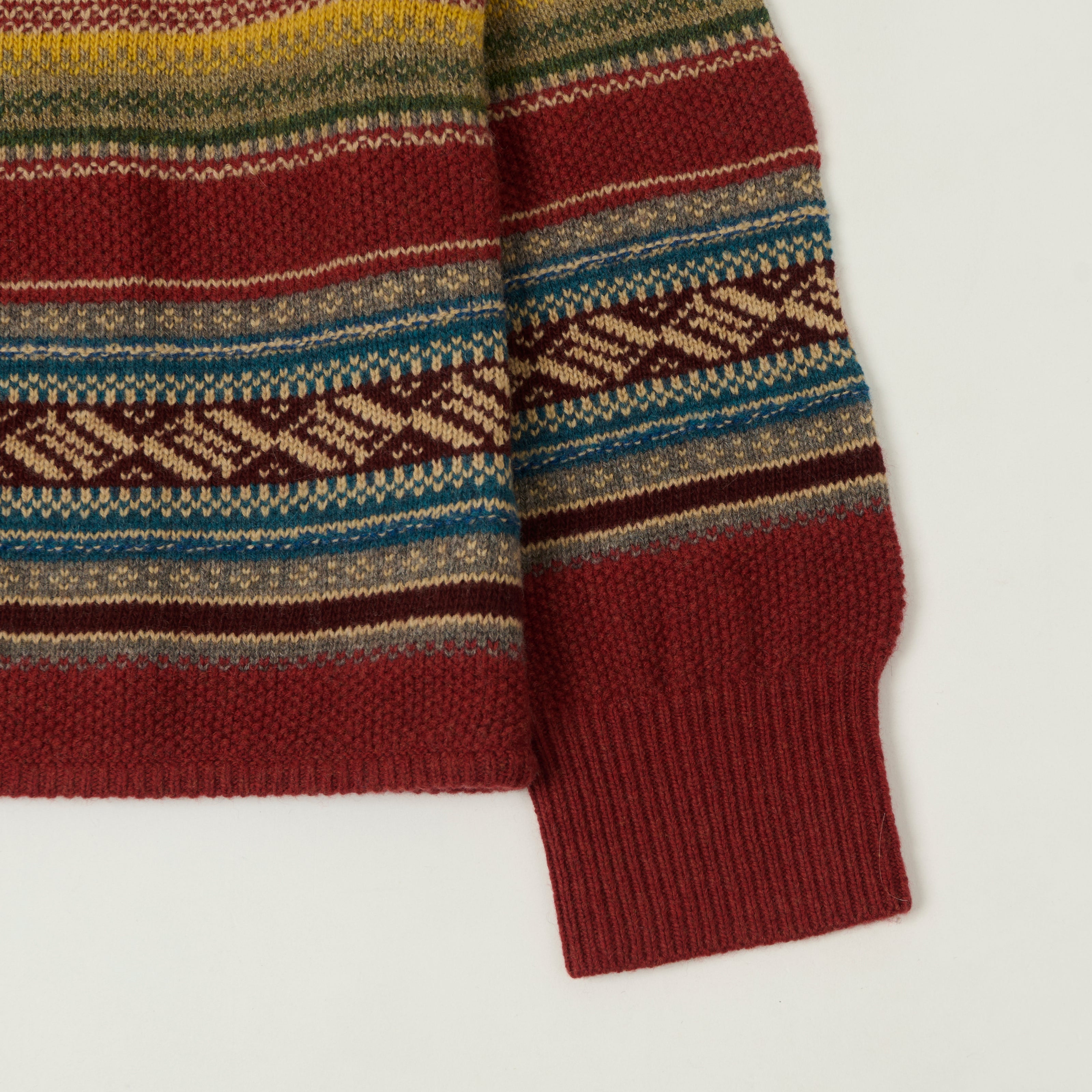 RRL Jacquard Knit Wool Henley - Red