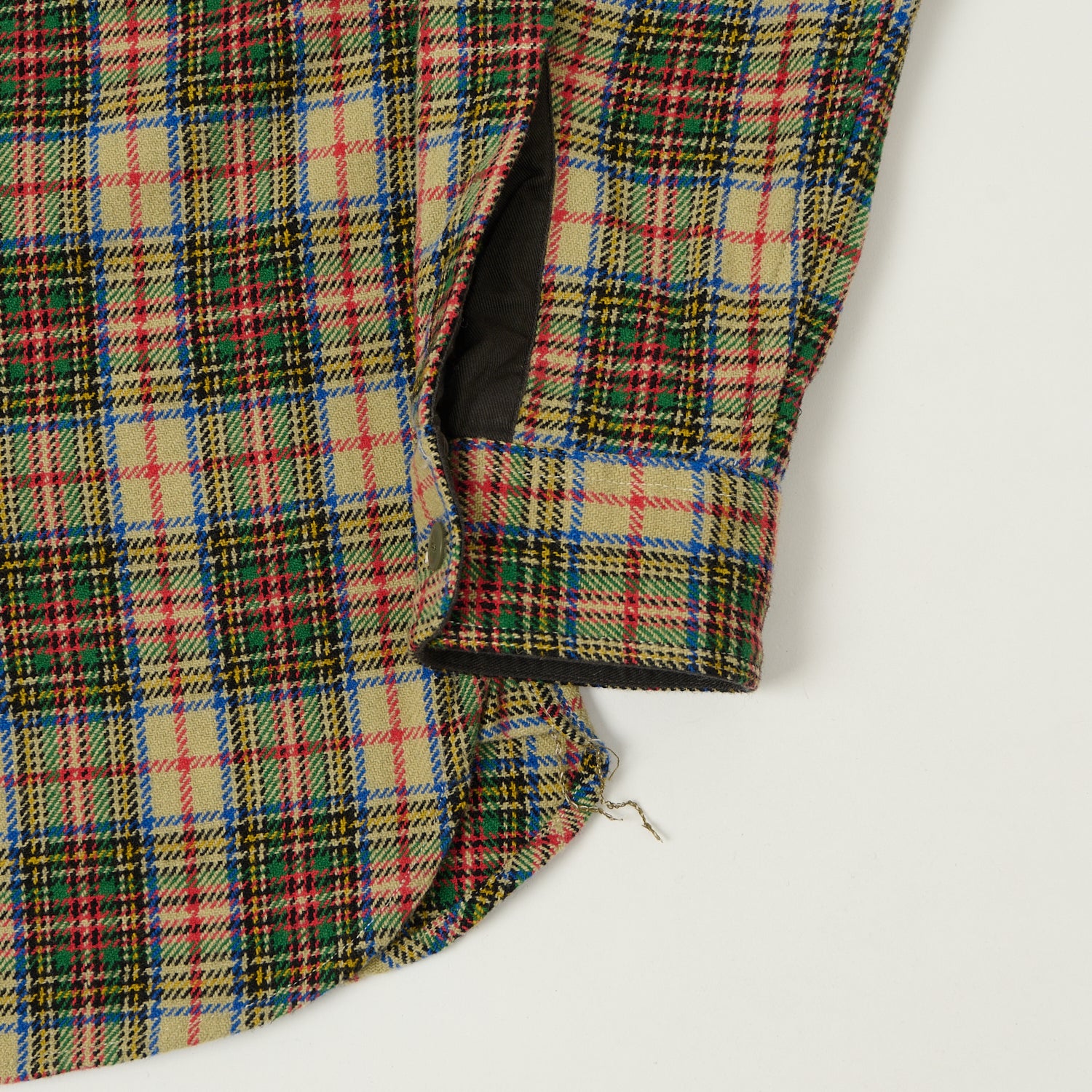 RRL 'Trek' Plaid Wool Over Shirt  - Cream/Green