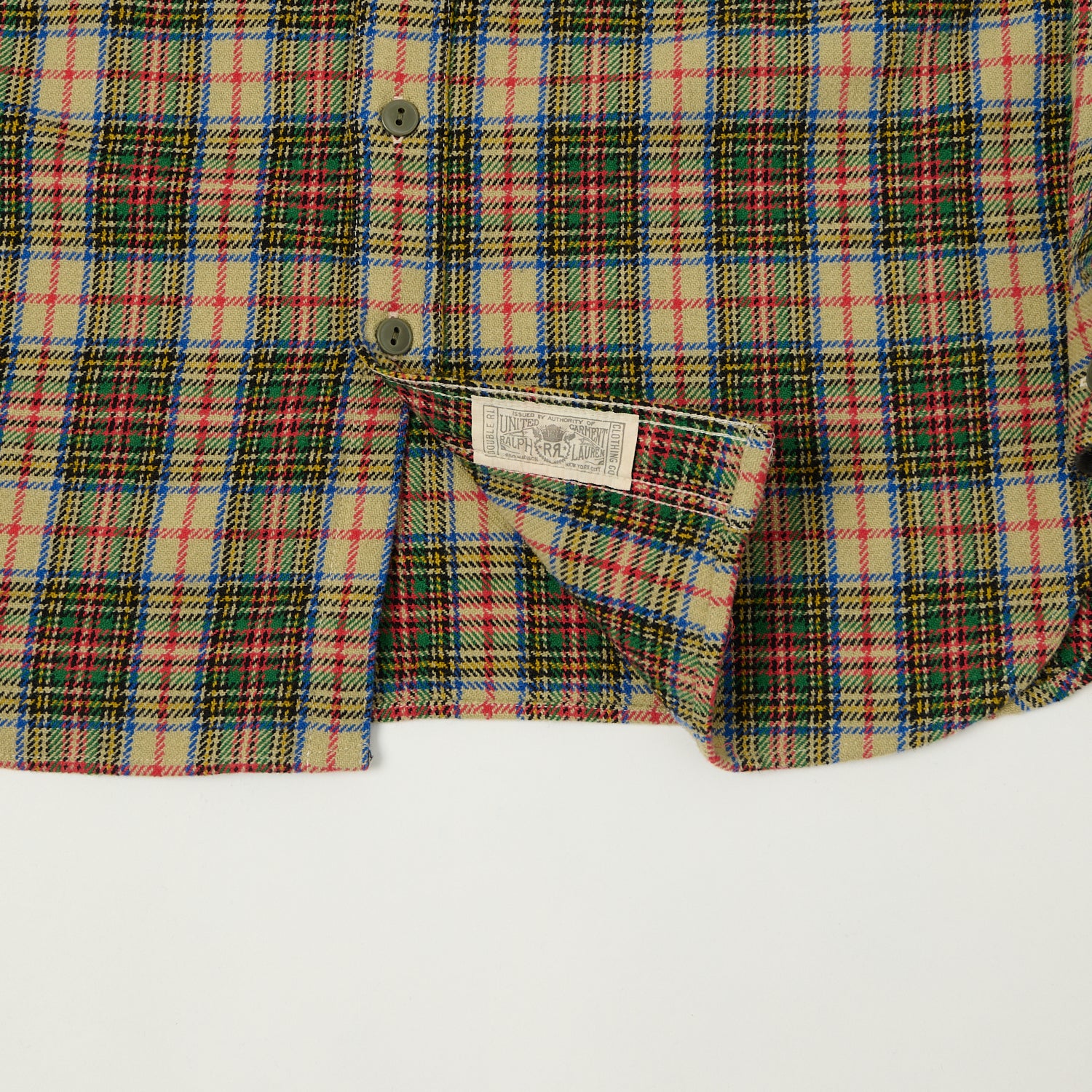 RRL 'Trek' Plaid Wool Over Shirt  - Cream/Green