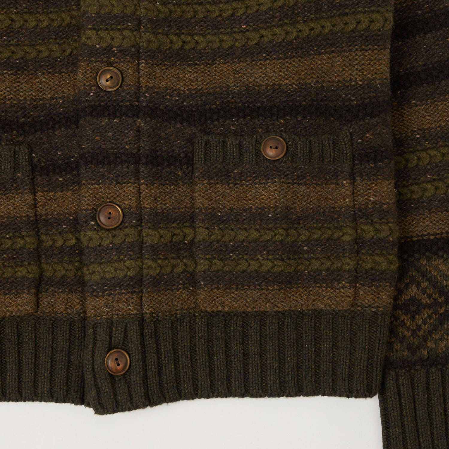RRL Wool Shawl Collar Cardigan - Brown/Olive