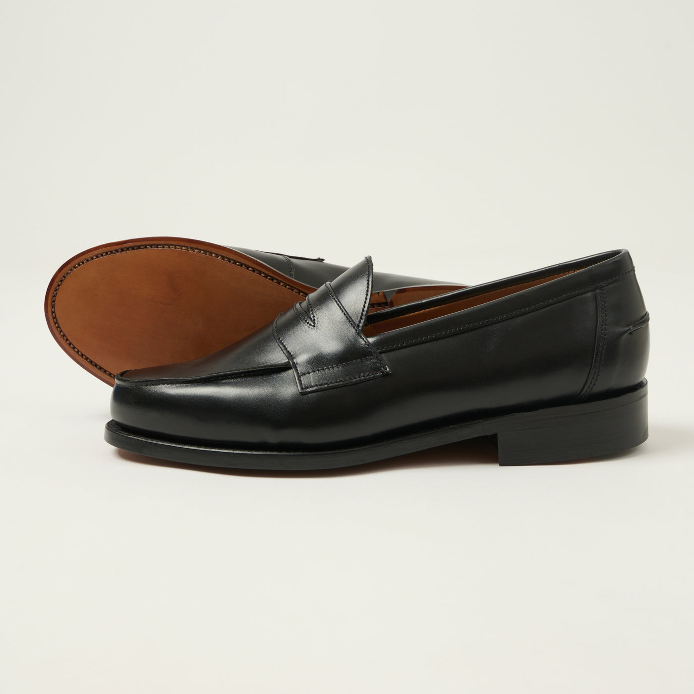 Sanders x FULLCOUNT 'Madrid' Buttseam Penny Loafer - Black Calf