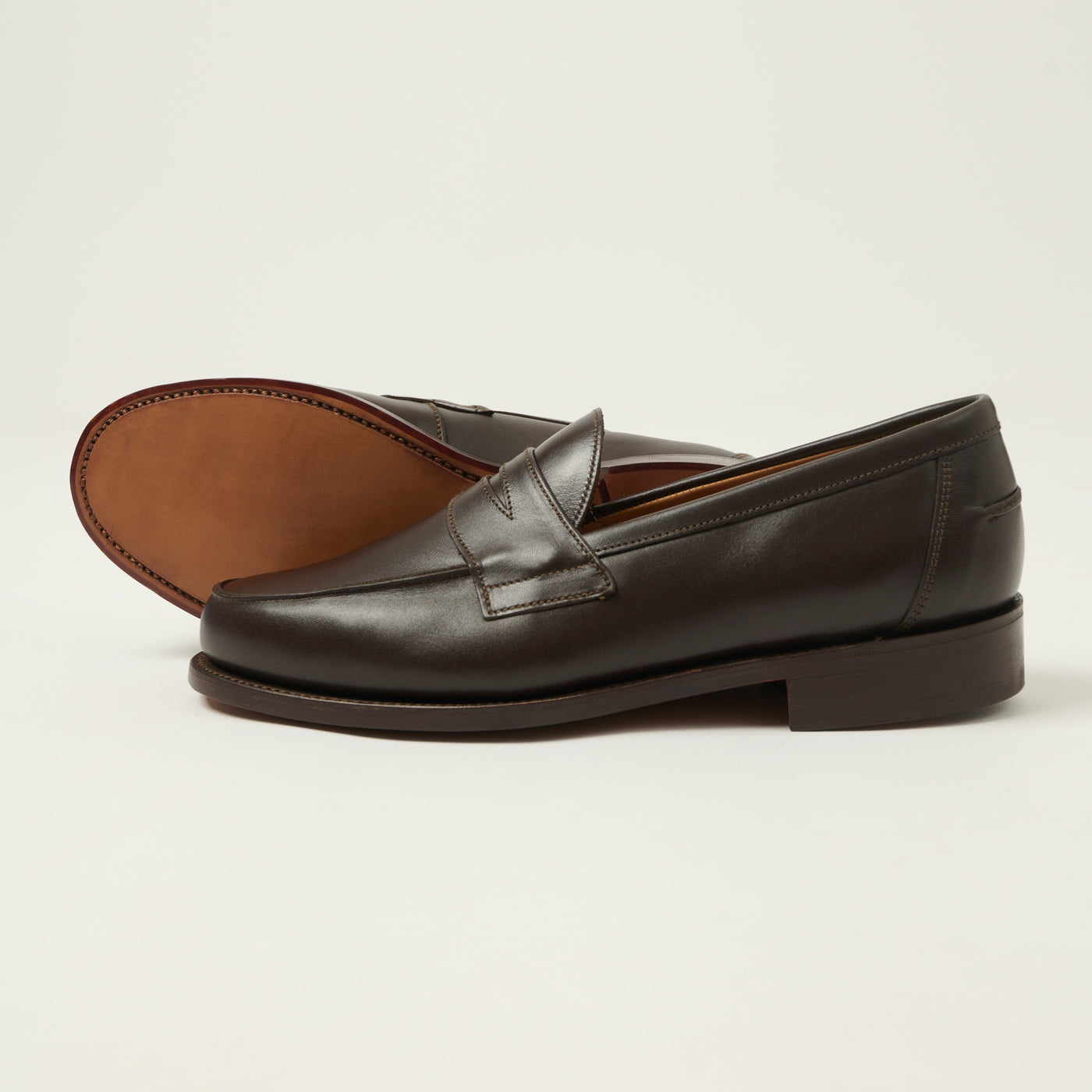 Sanders x FULLCOUNT 'Madrid' Buttseam Penny Loafer - Dark Brown Calf