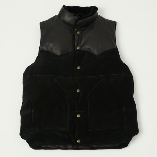 Shangri-La Heritage 'Bivacco' Suede Western Down Vest - Black