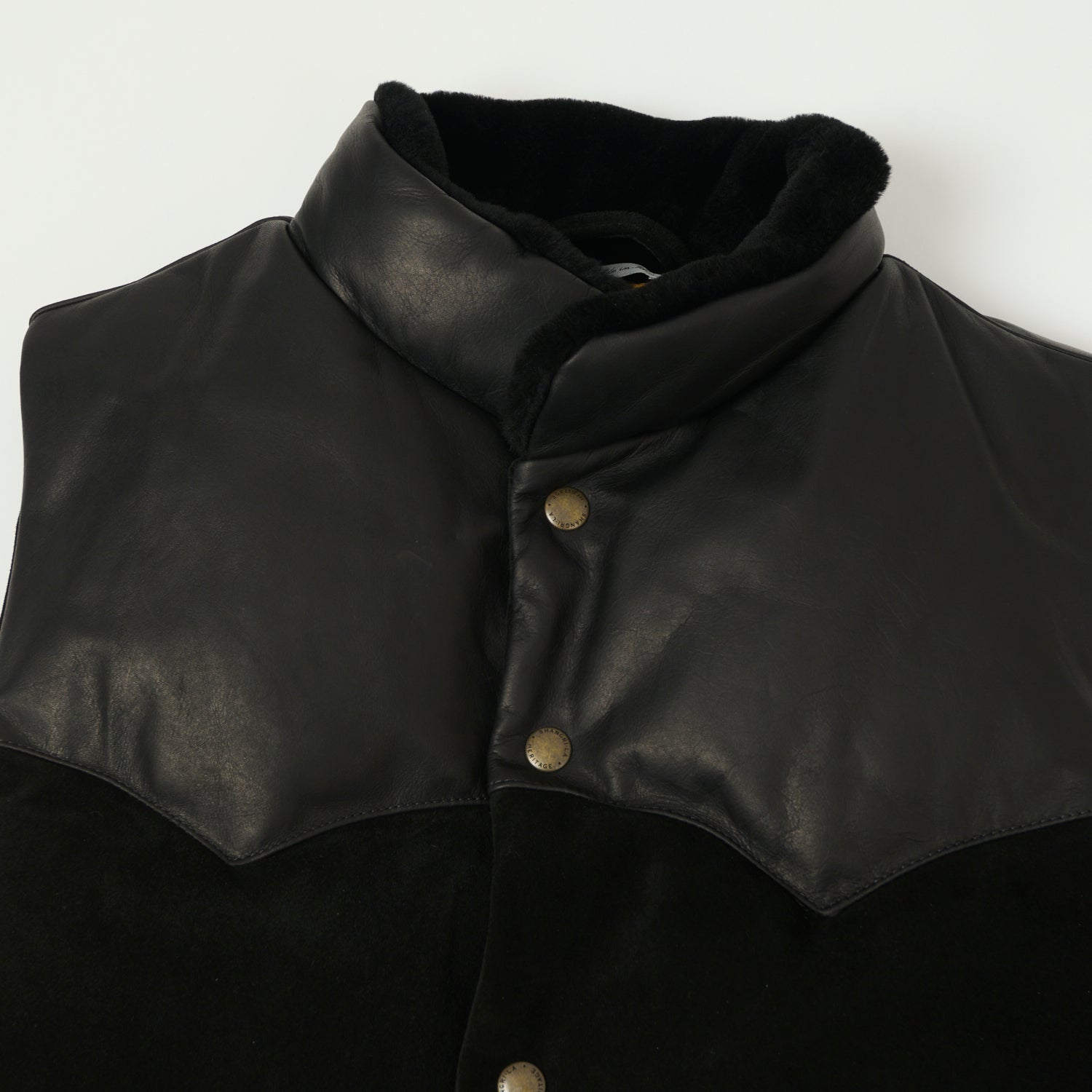 Shangri-La Heritage 'Bivacco' Suede Western Down Vest - Black