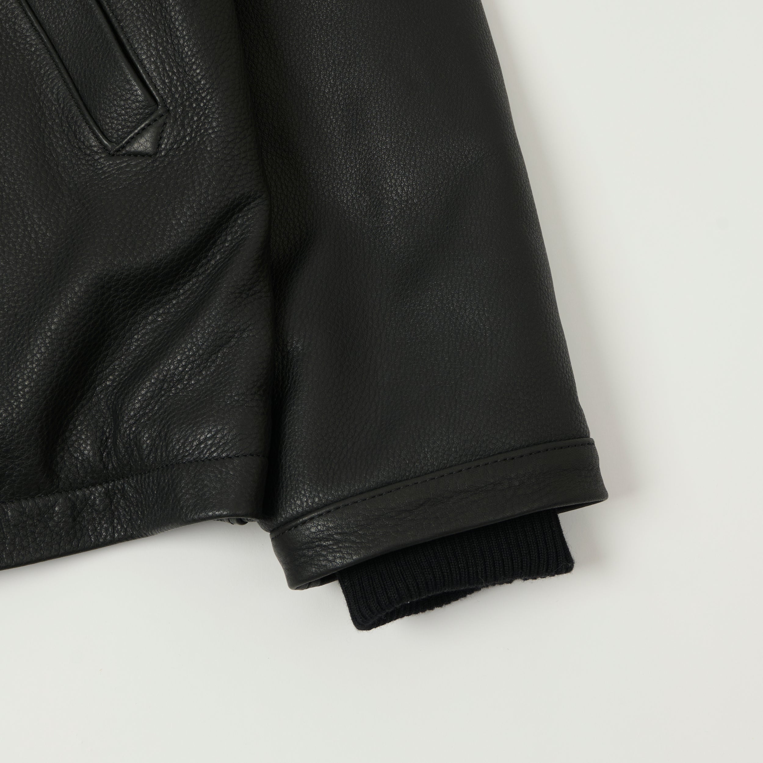 Shangri-La Heritage Aniline Leather N-1 Deck Jacket - Black