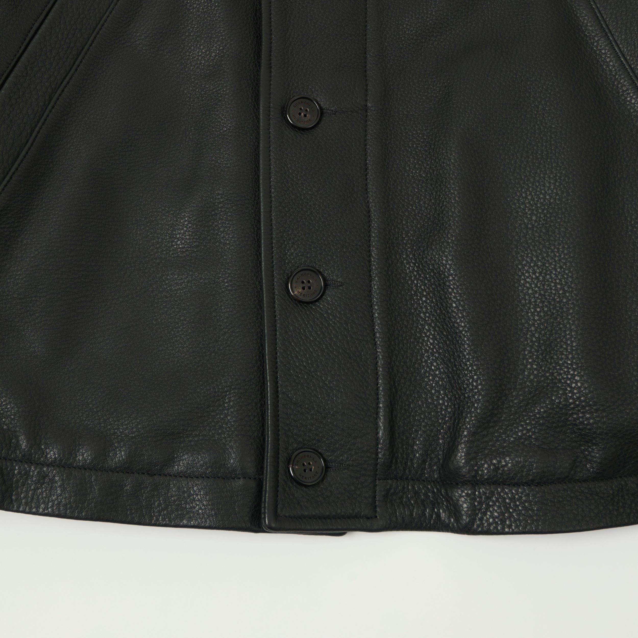 Shangri-La Heritage Aniline Leather N-1 Deck Jacket - Black