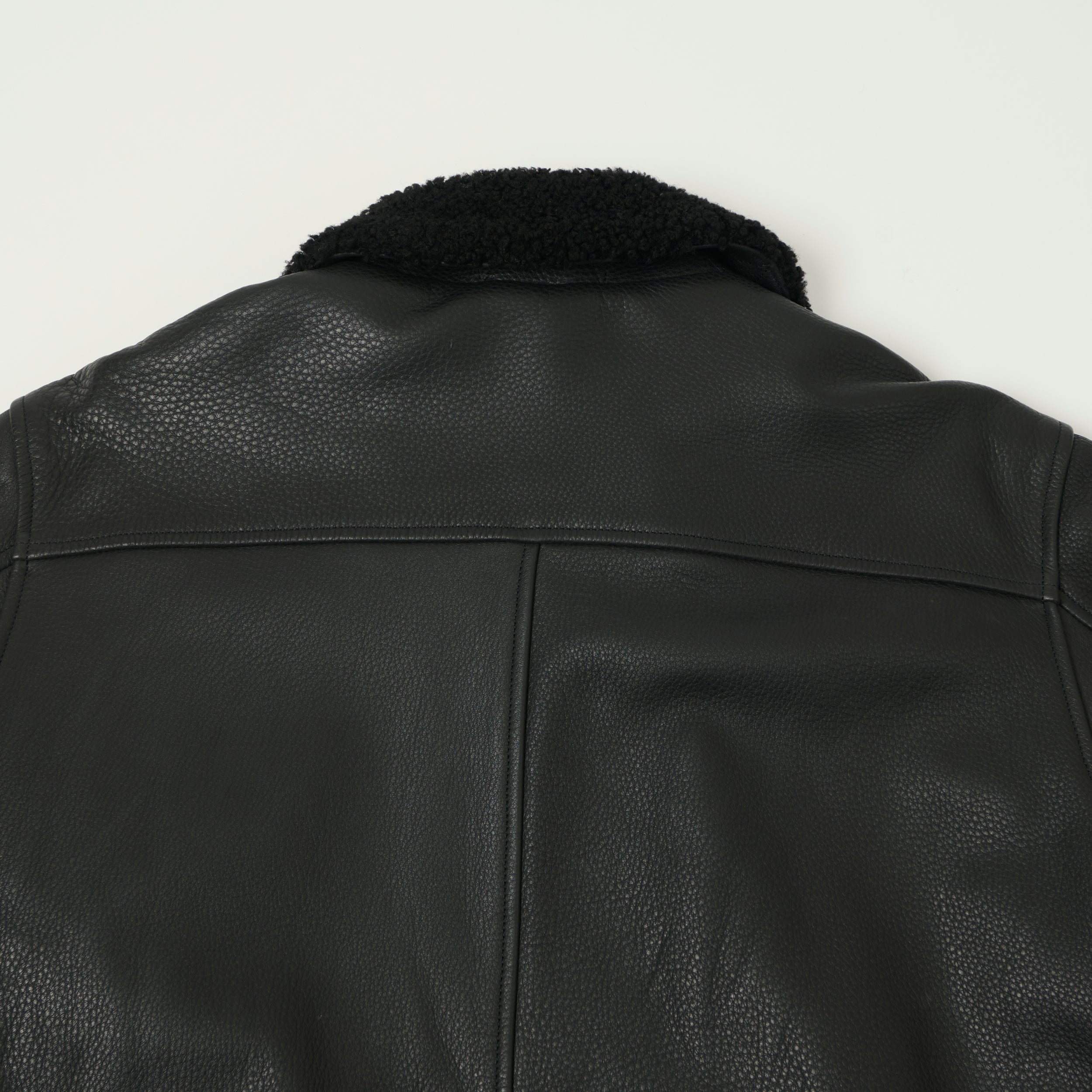 Shangri-La Heritage Aniline Leather N-1 Deck Jacket - Black