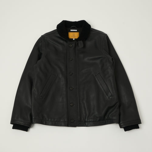 Shangri-La Heritage Aniline Leather N-1 Deck Jacket - Black