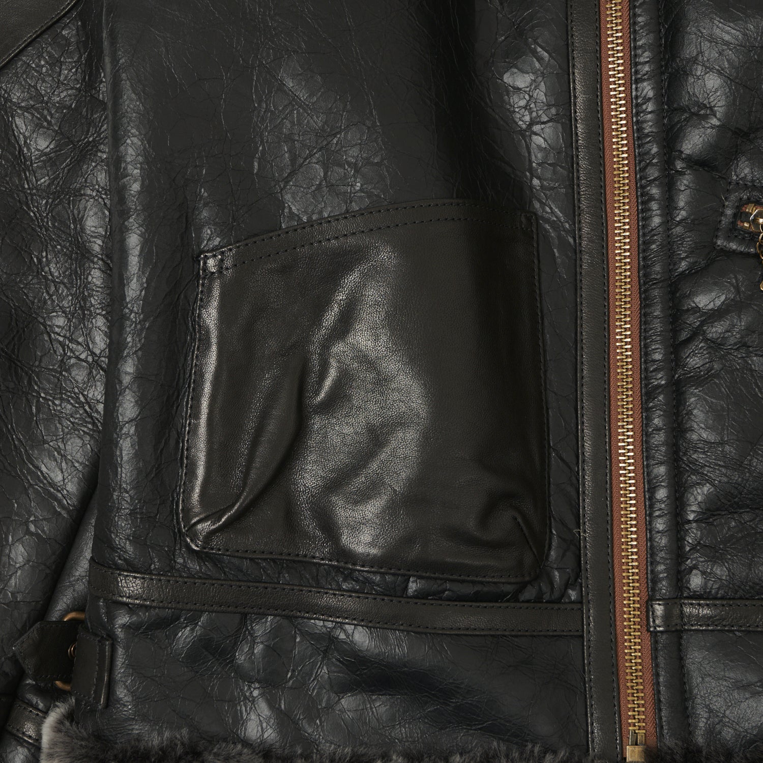 Shangri-La Heritage 'Aviatore' B-3 Shearling Flight Jacket - Black