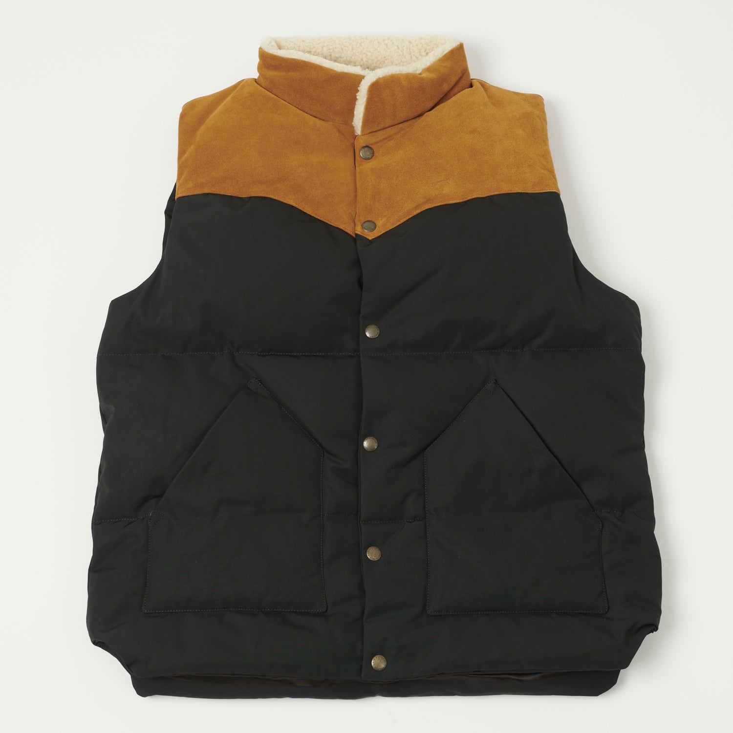 Shangri-La Heritage 'Bivacco' Western Down Vest - Black/Beige