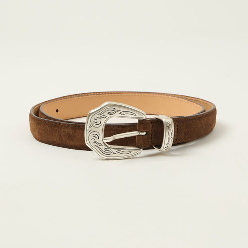 Shangri-La Heritage 'Crazy Horse' Suede Belt - Cognac