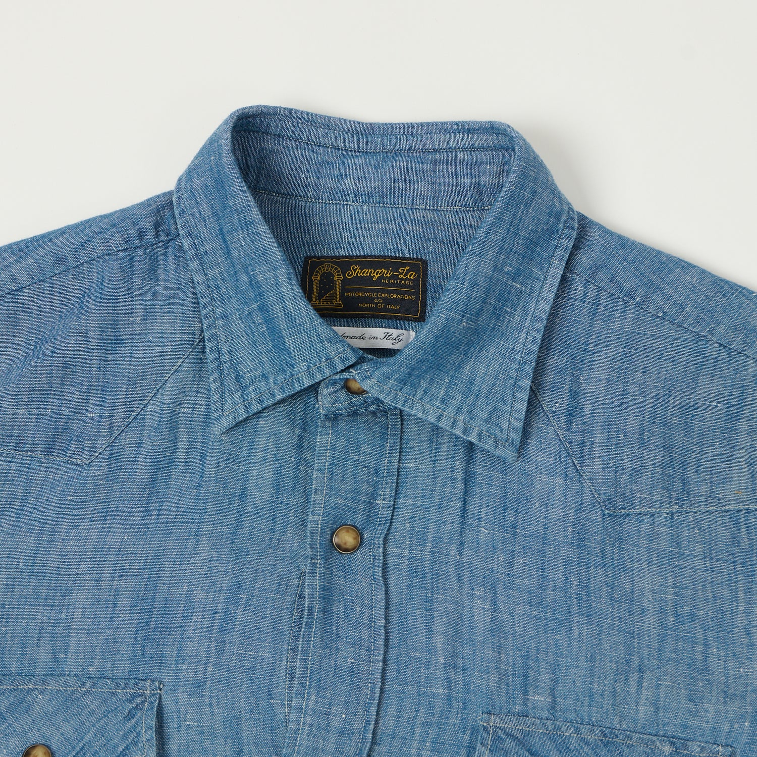 Shangri-La Heritage 'Gonzo' Linen Chambray Western Shirt - Light Blue