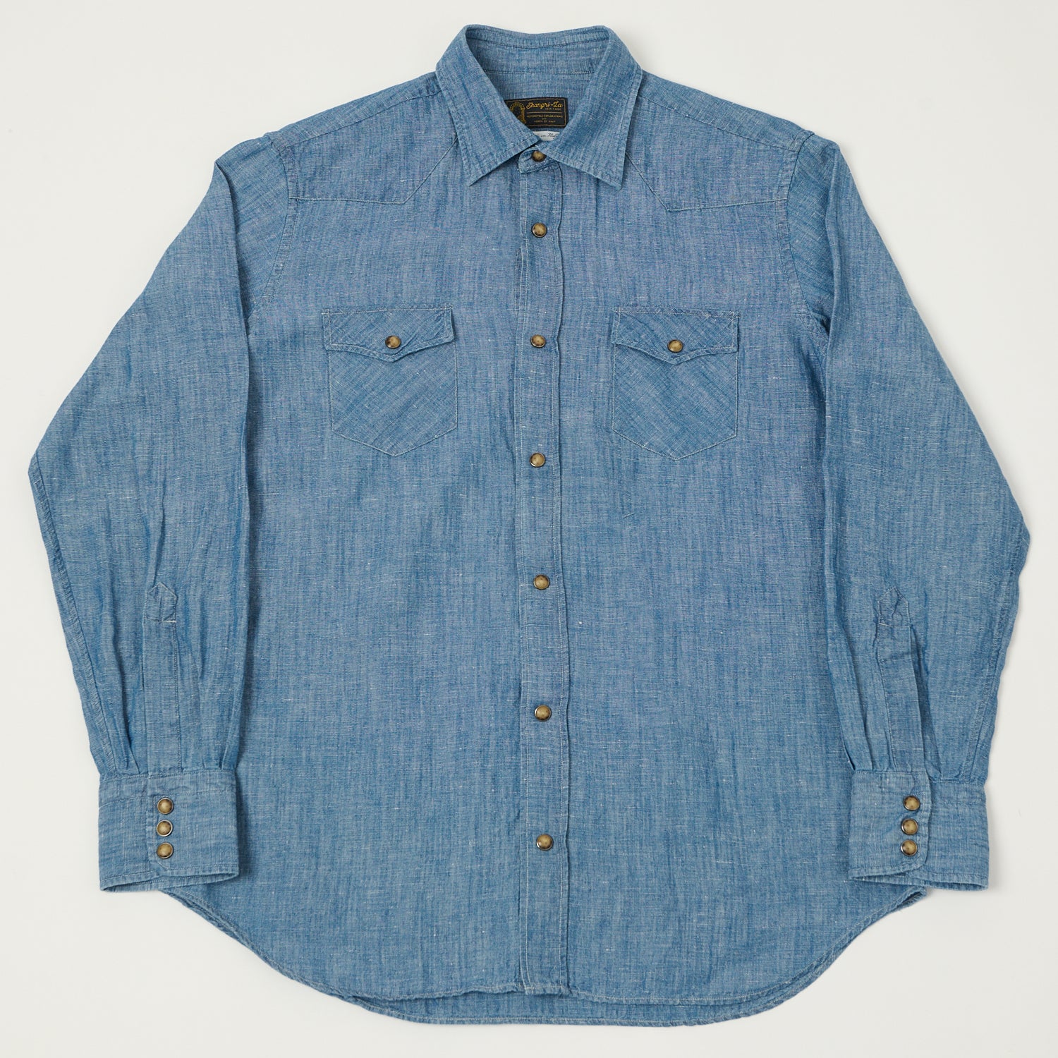 Shangri-La Heritage 'Gonzo' Linen Chambray Western Shirt - Light Blue