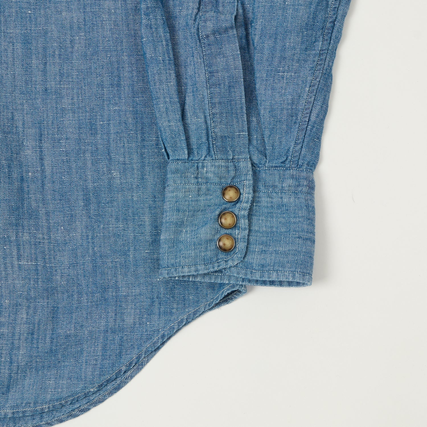 Shangri-La Heritage 'Gonzo' Linen Chambray Western Shirt - Light Blue