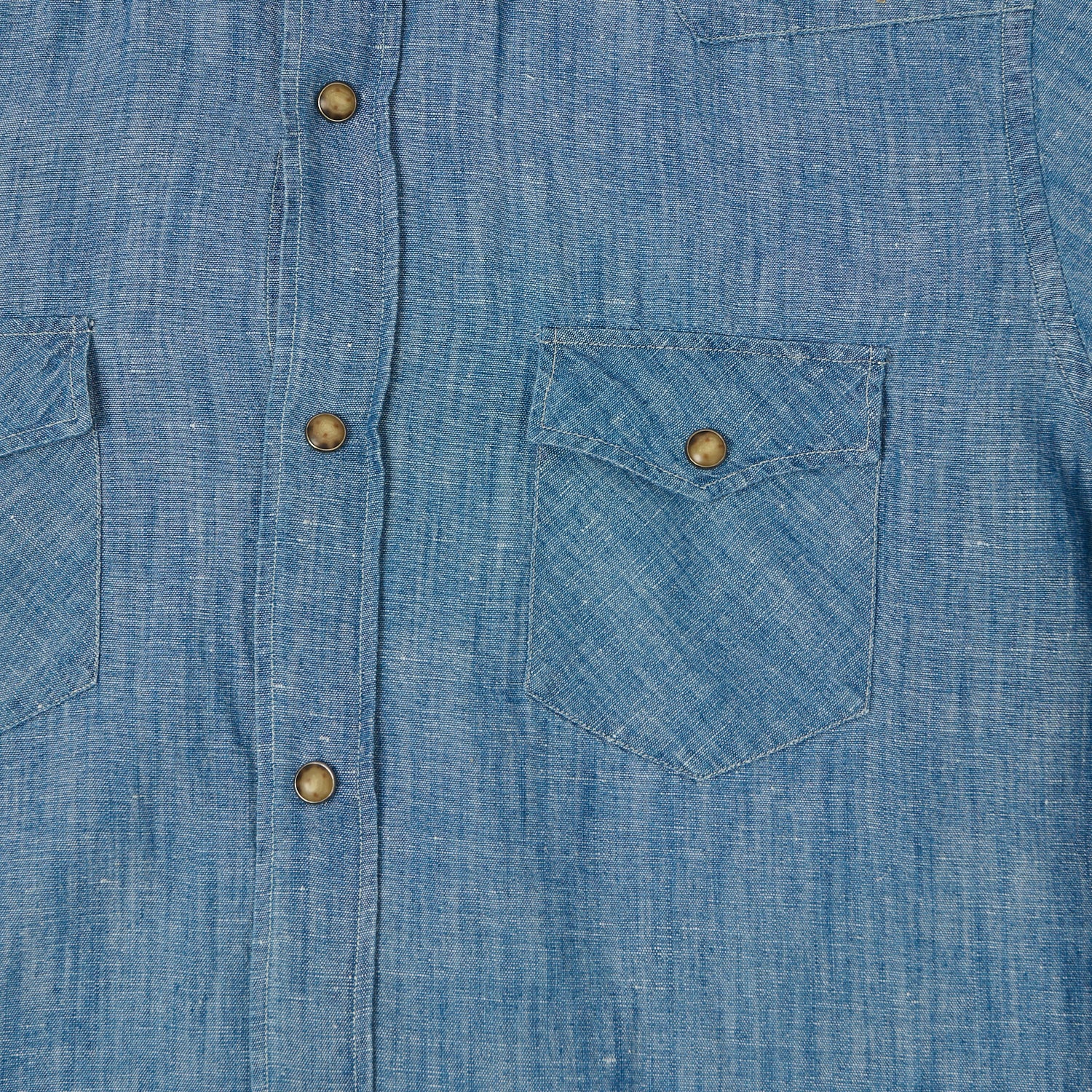 Shangri-La Heritage 'Gonzo' Linen Chambray Western Shirt - Light Blue