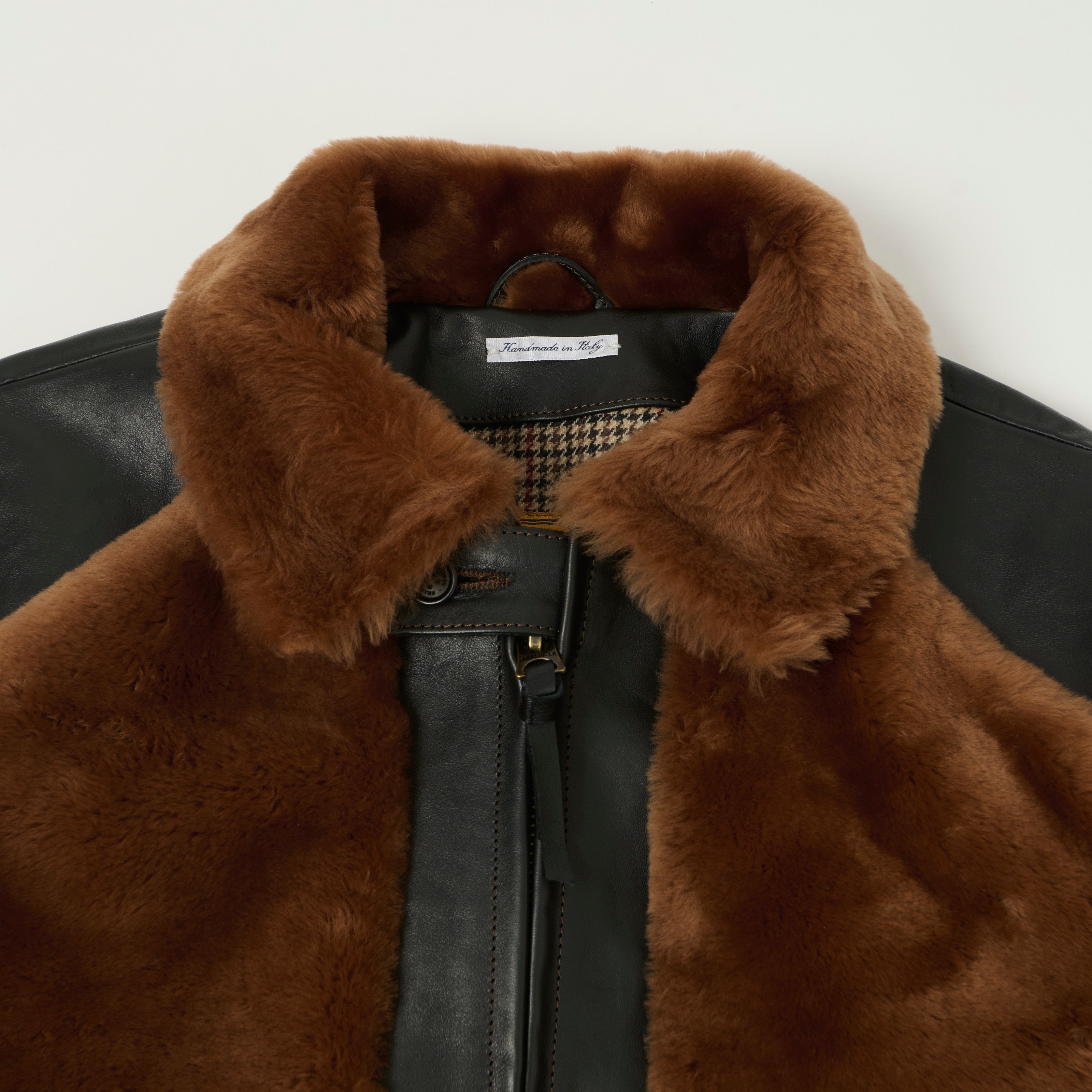 Shangri-La Heritage 'Varenne' Grizzly Leather Jacket - Black/Cognac