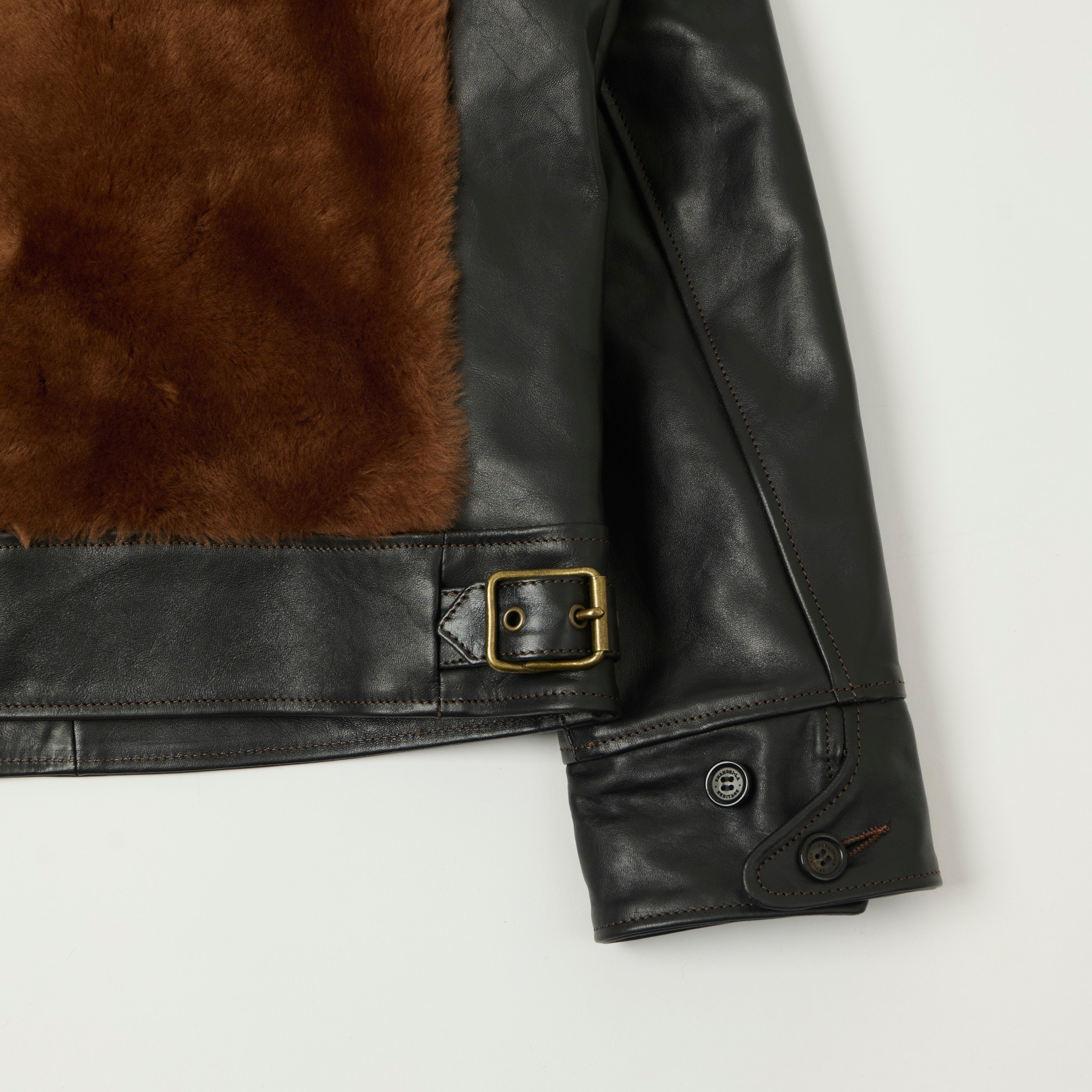 Shangri-La Heritage 'Varenne' Grizzly Leather Jacket - Black/Cognac