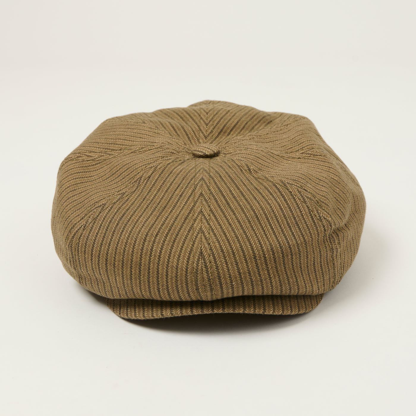 Stetson 8 Panel Cotton/Linen Flat Cap - Olive Stripe
