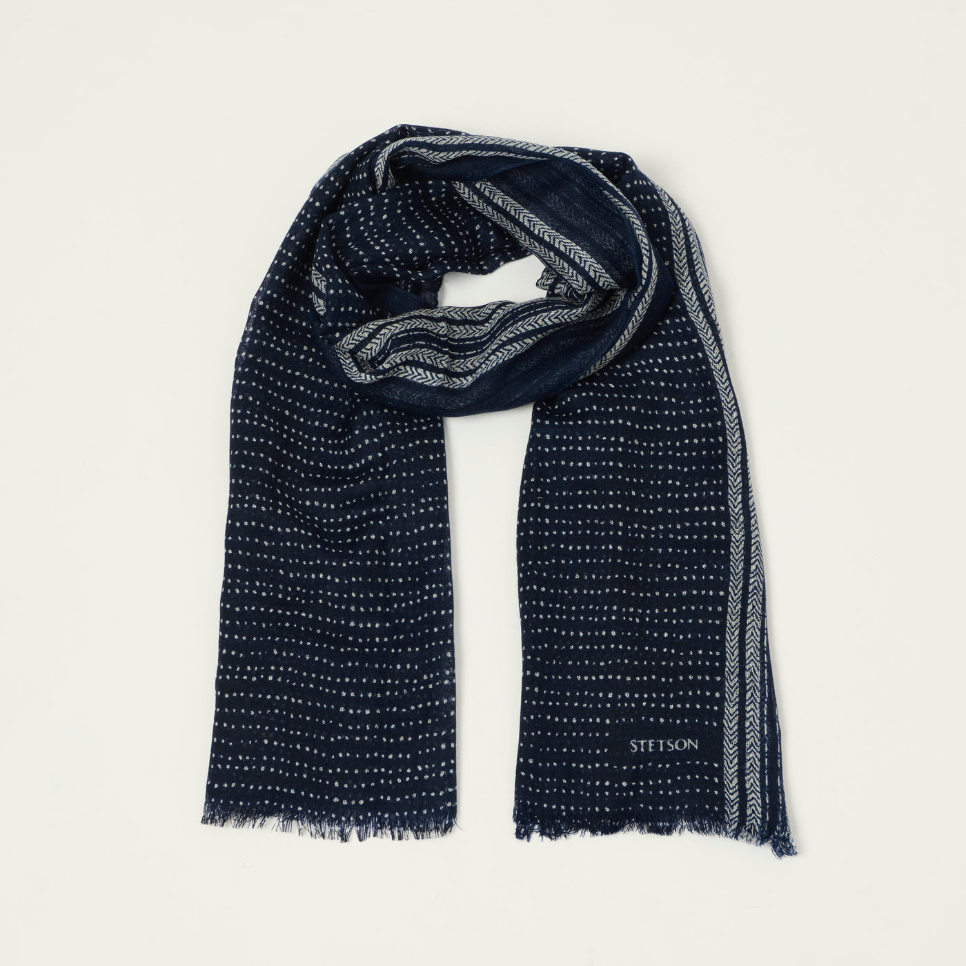 Stetson Geometric Summer Scarf - Navy