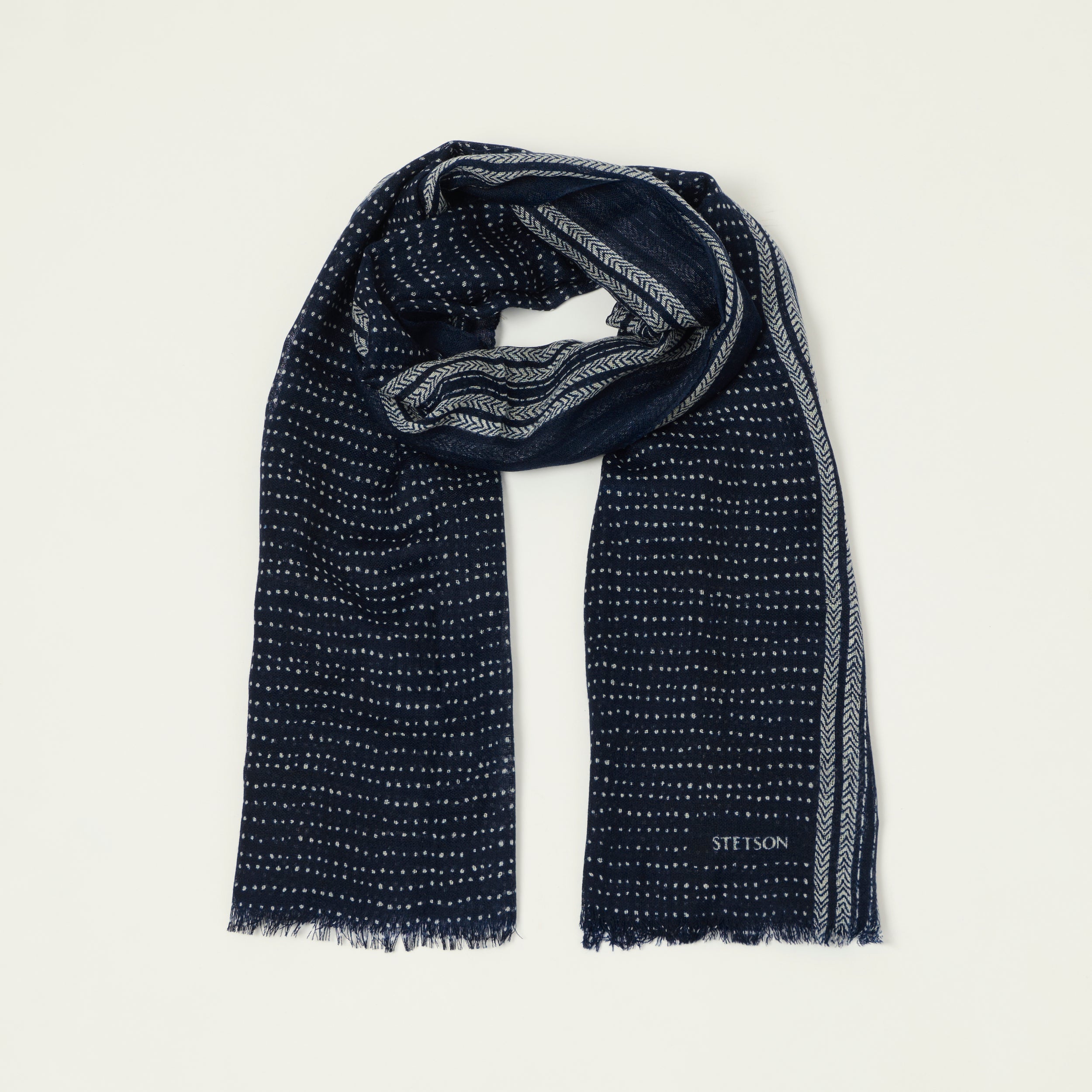 Stetson Geometric Summer Scarf - Navy