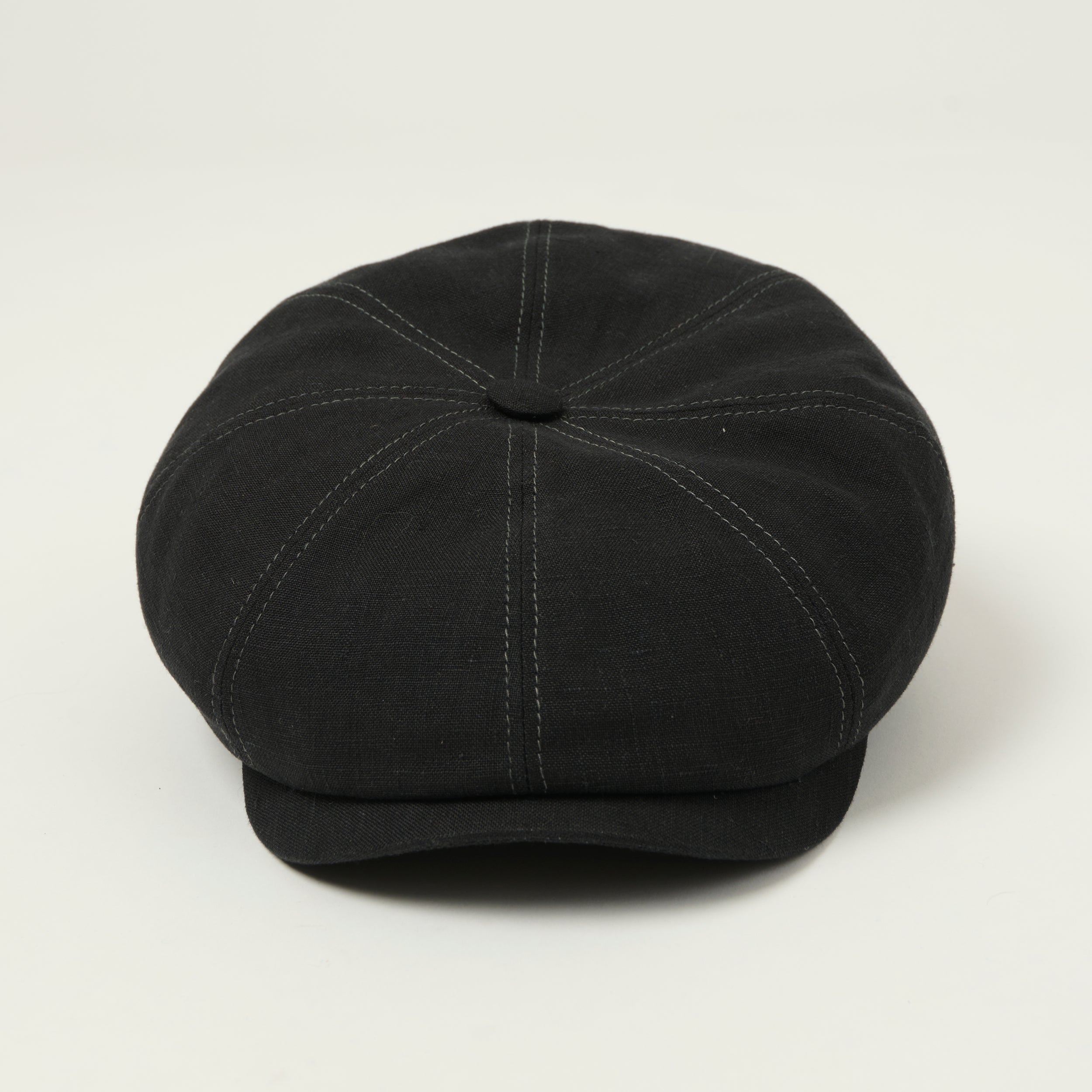 Stetson Hatteras Linen Flat Cap - Jet Black
